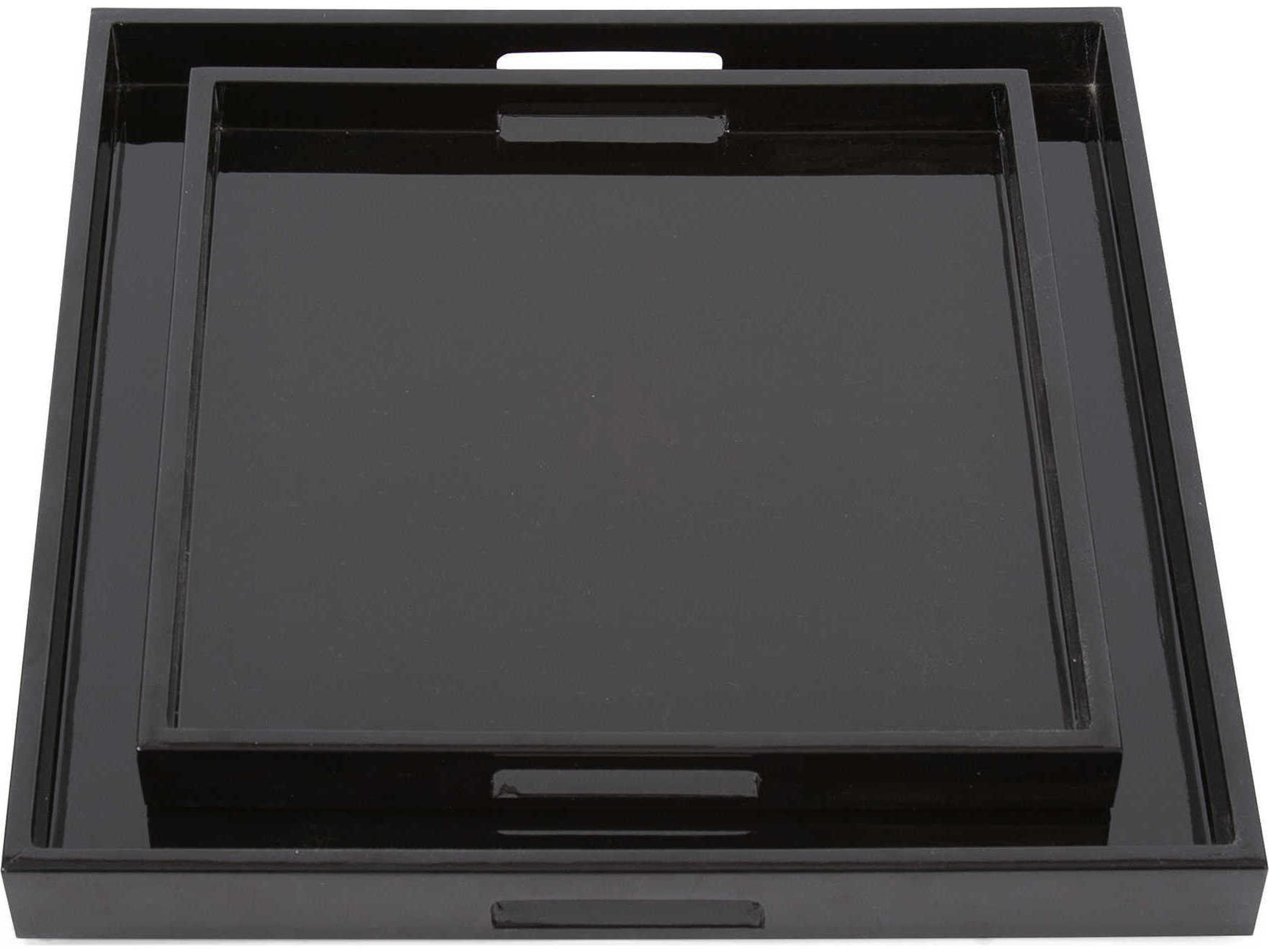 Howard Elliott Glossy Black Serving Tray Set of 2