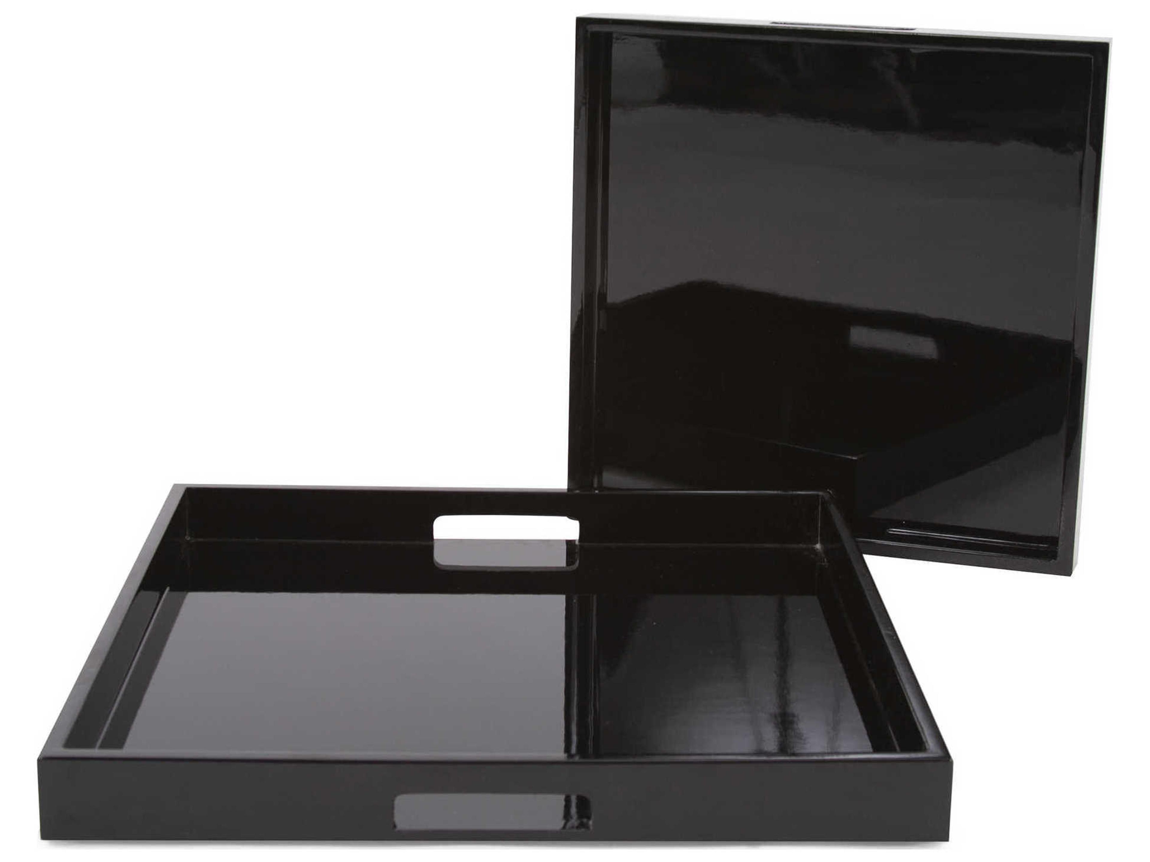 Howard Elliott Glossy Black Serving Tray Set of 2