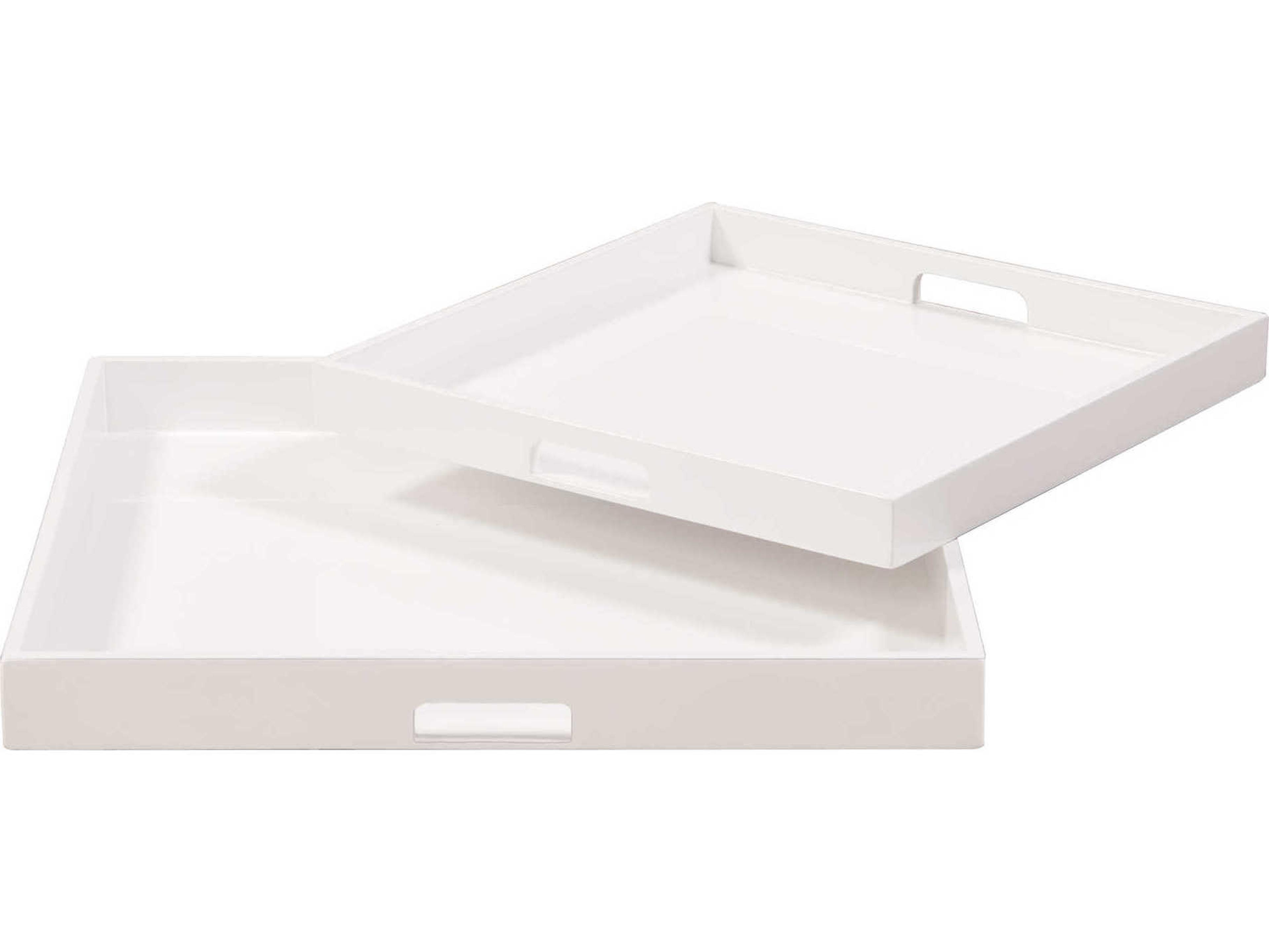 Glossy White Serving Tray Set of 2