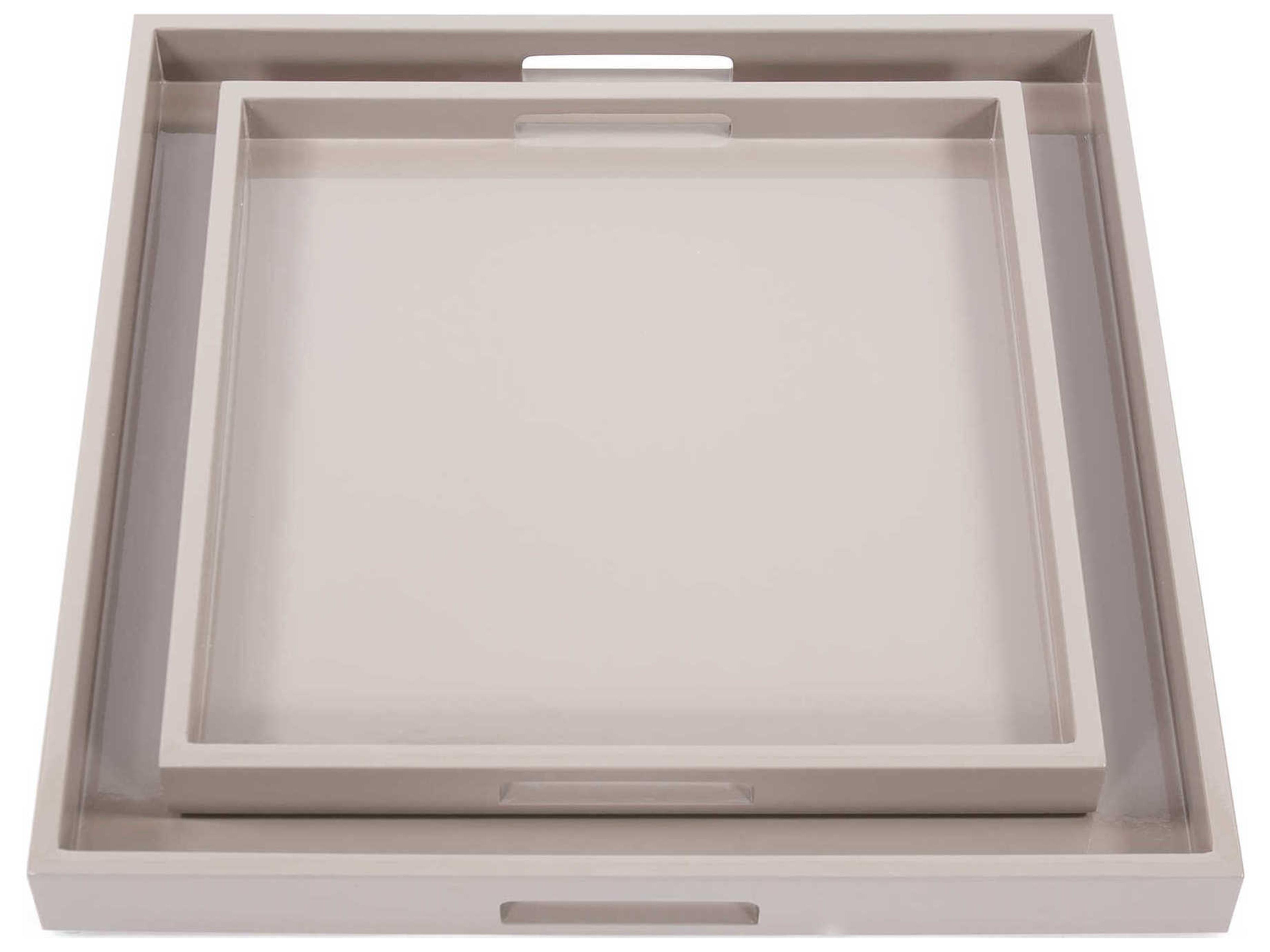 Howard Elliott Glossy Taupe Serving Tray Set of 2