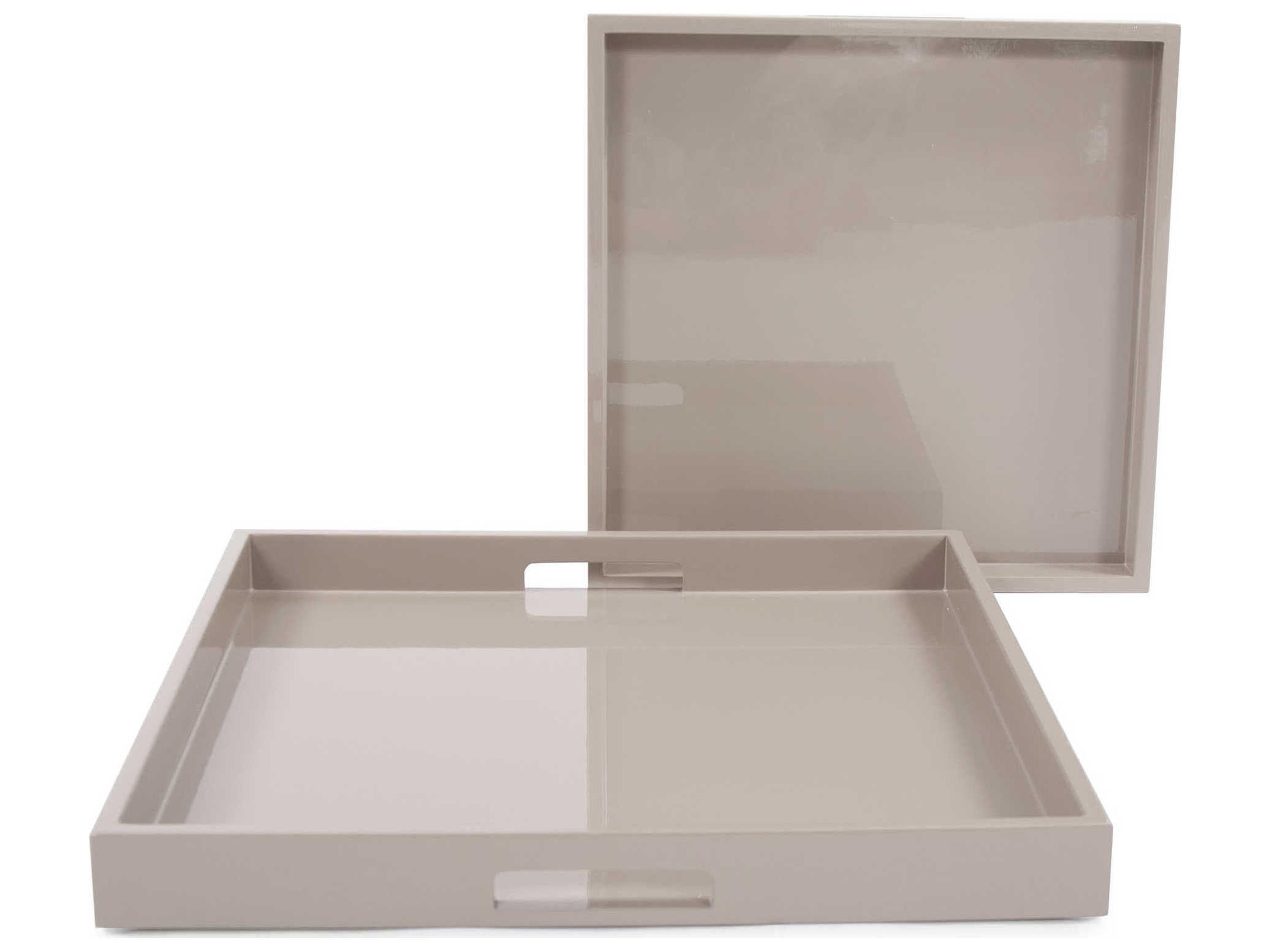 Howard Elliott Glossy Taupe Serving Tray Set of 2