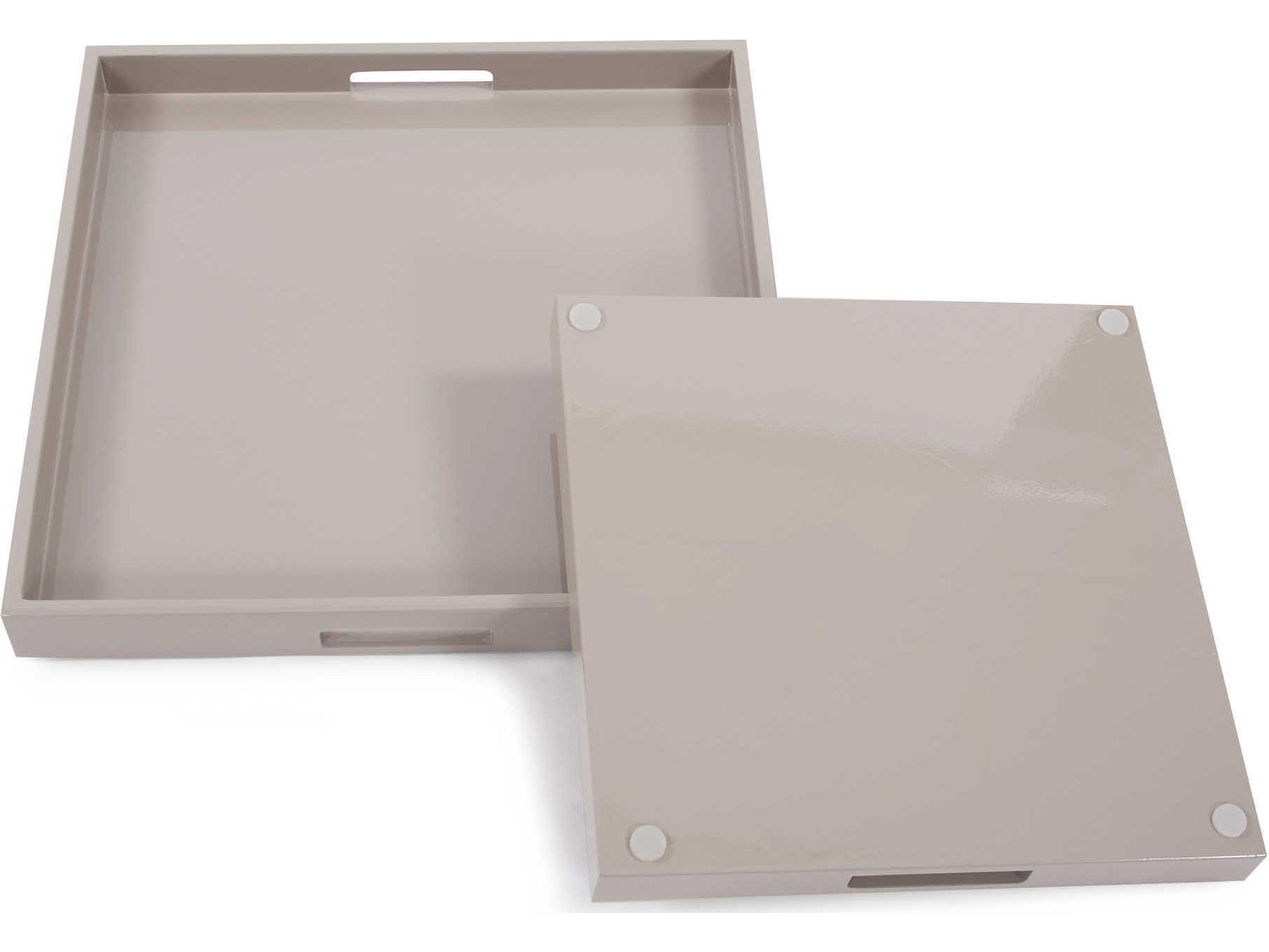 Howard Elliott Glossy Taupe Serving Tray Set of 2