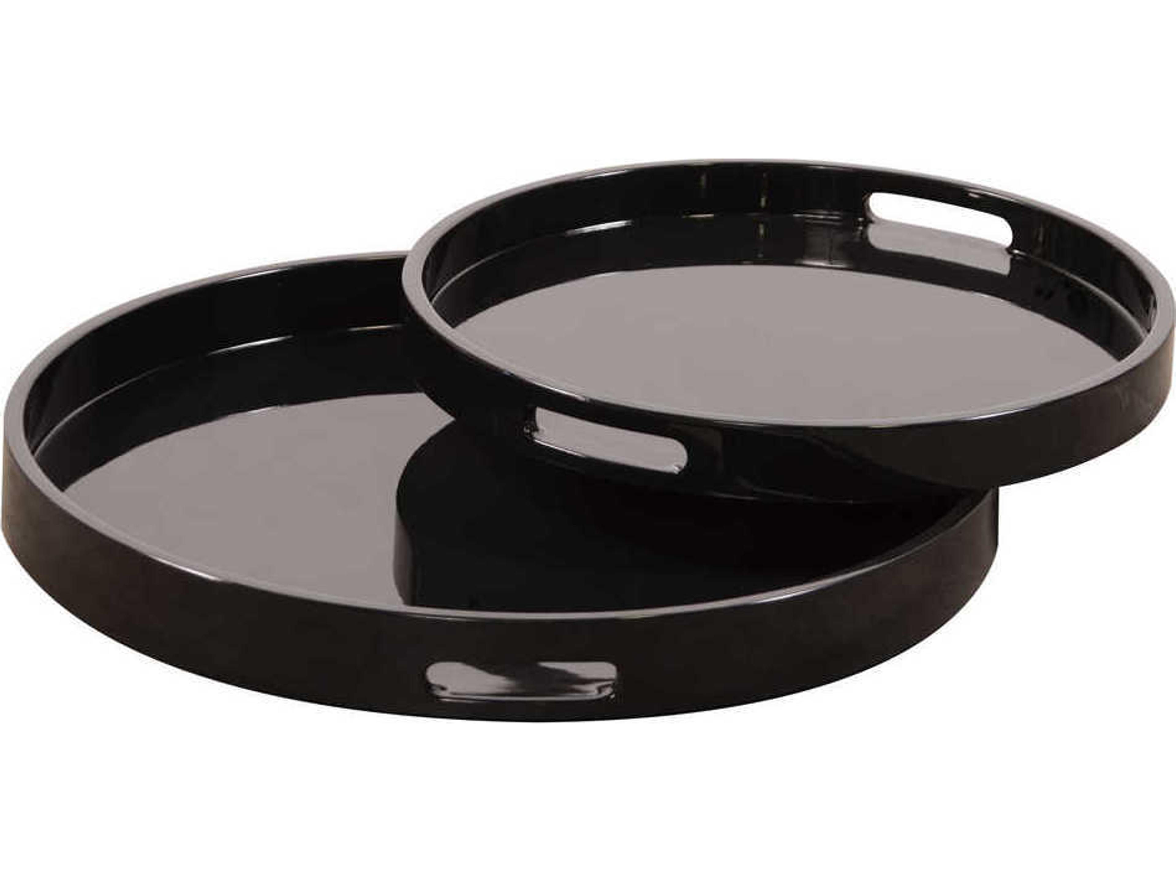 Glossy Black Serving Tray Set of 2