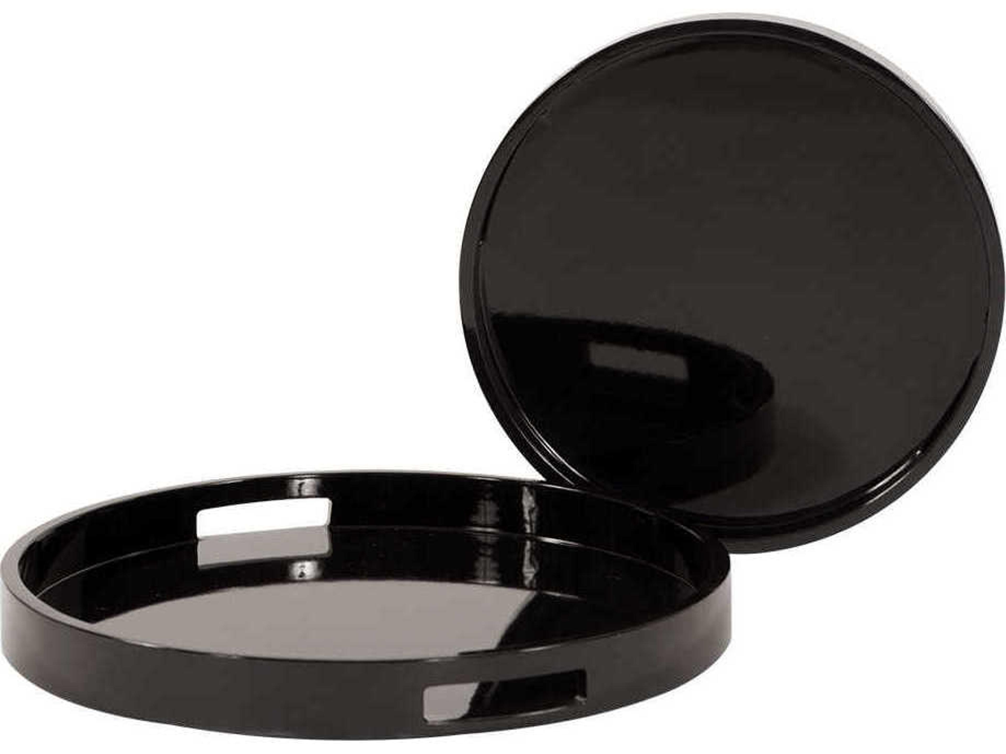 Howard Elliott Glossy Black Serving Tray Set of 2
