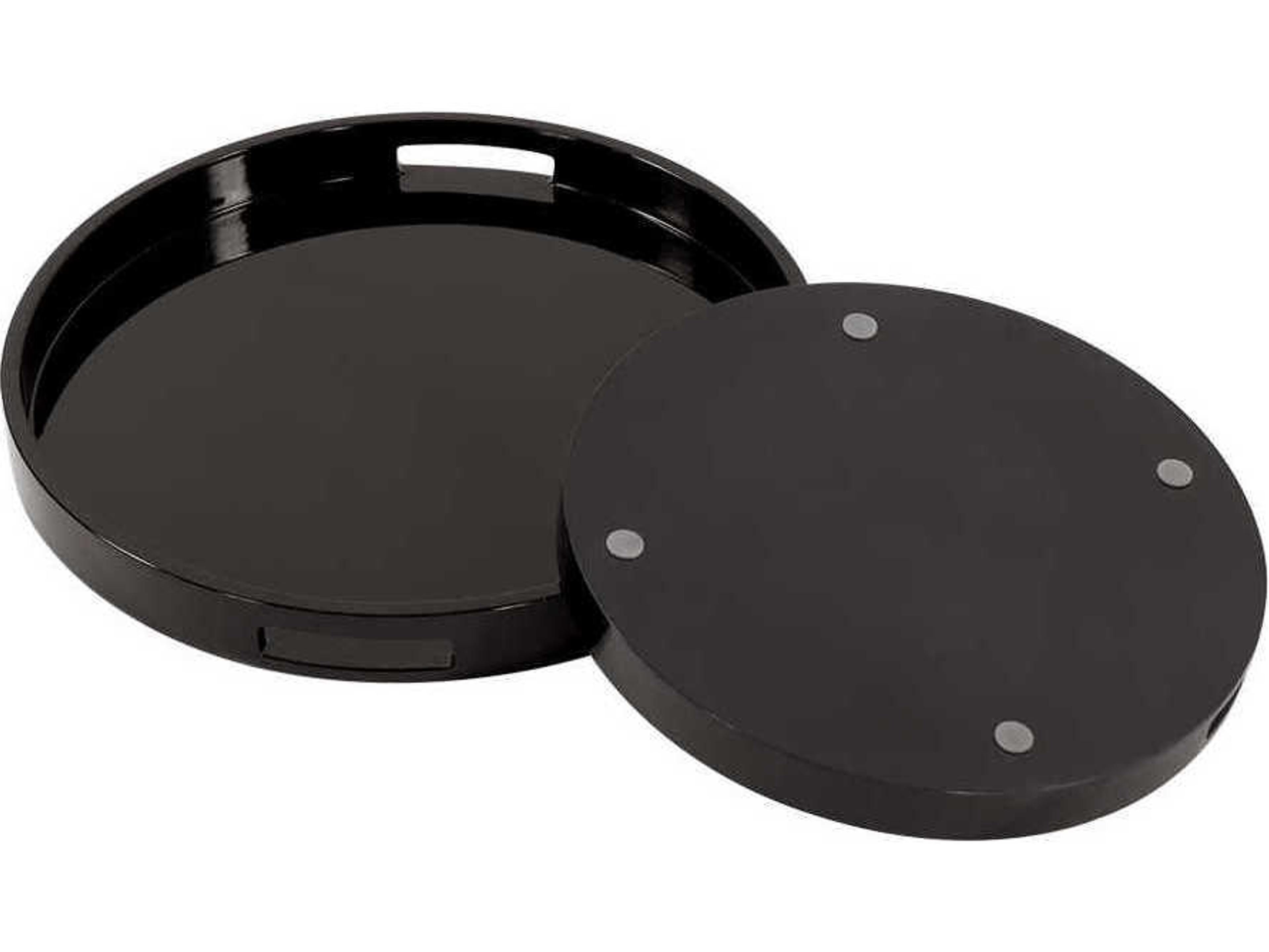 Howard Elliott Glossy Black Serving Tray Set of 2