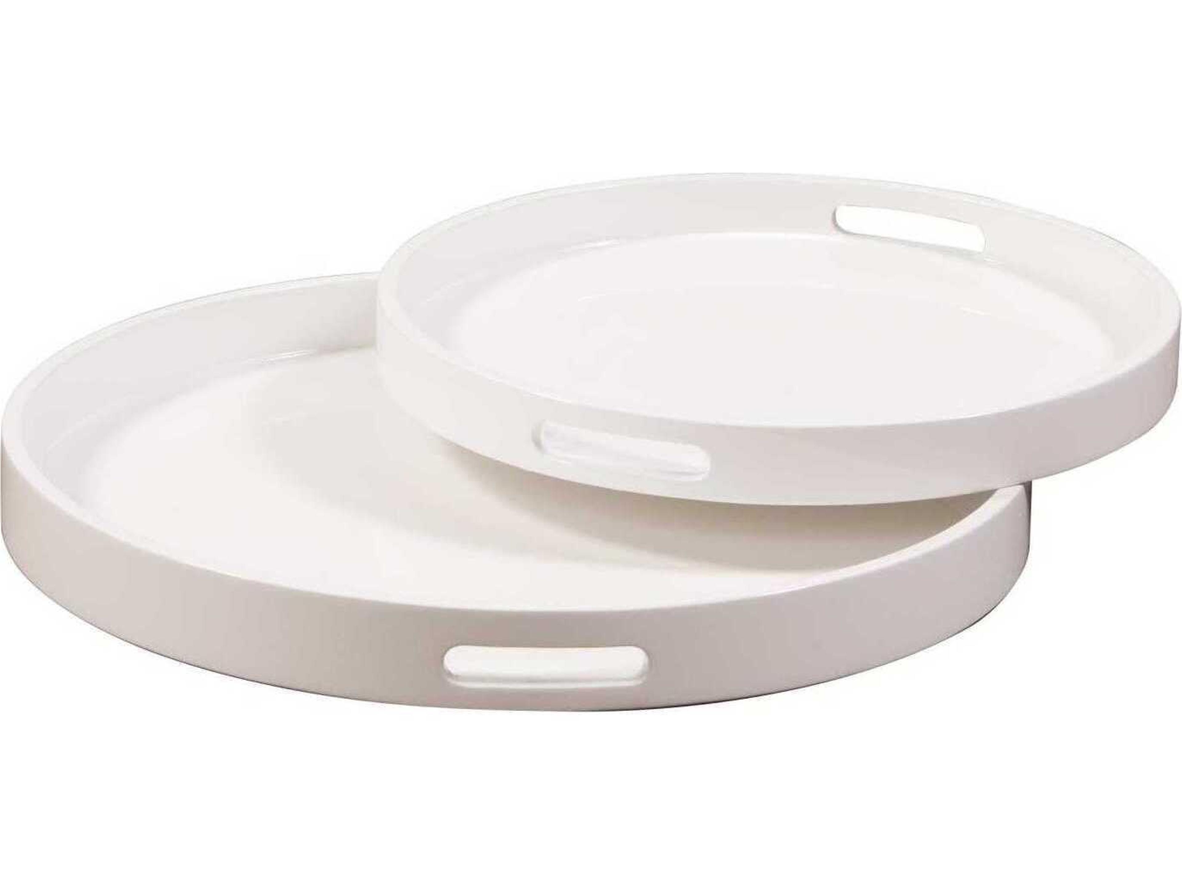 Howard Elliott Lacquered White Serving Tray (Set of 2)