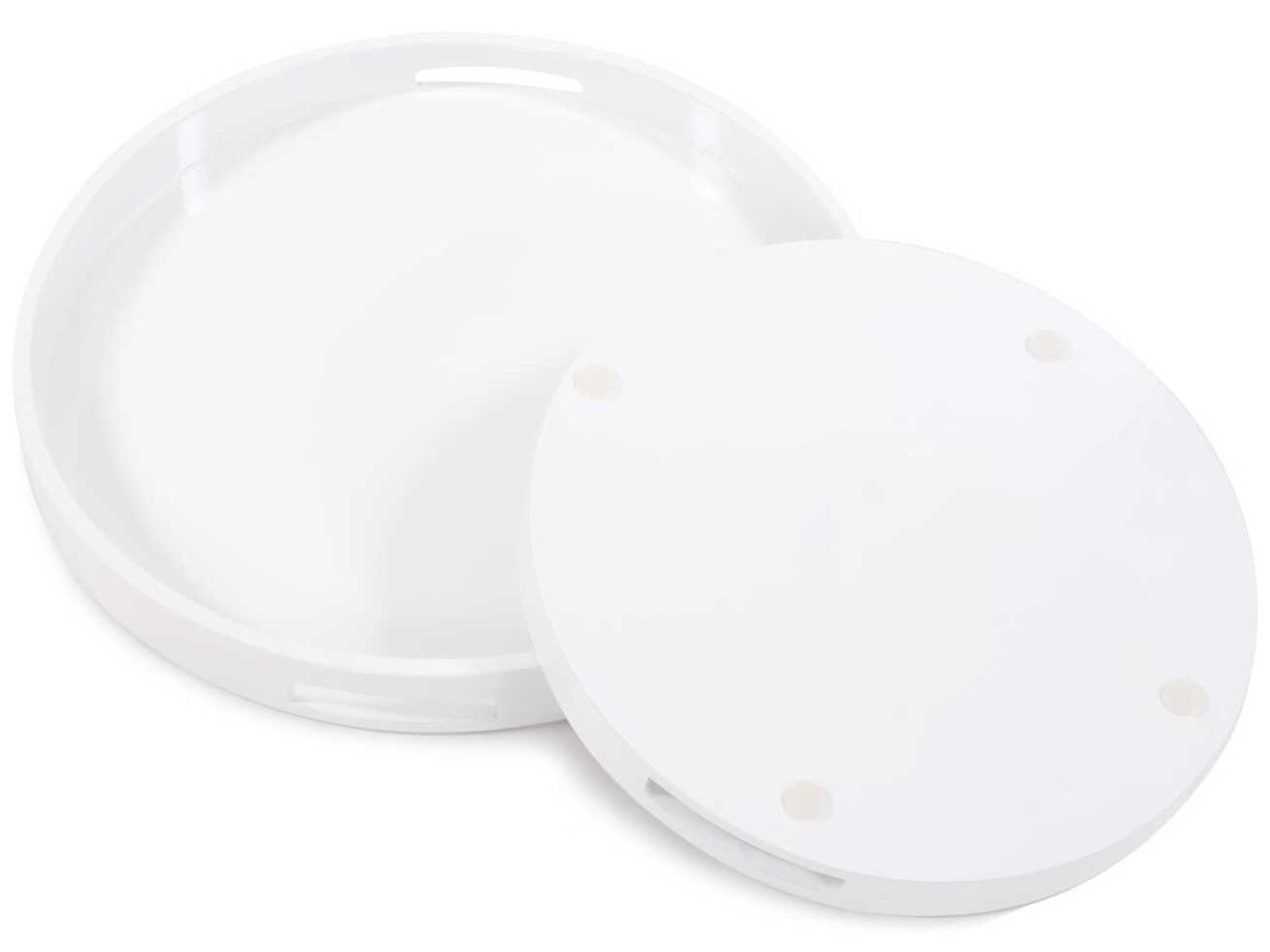 Howard Elliott Lacquered White Serving Tray (Set of 2)