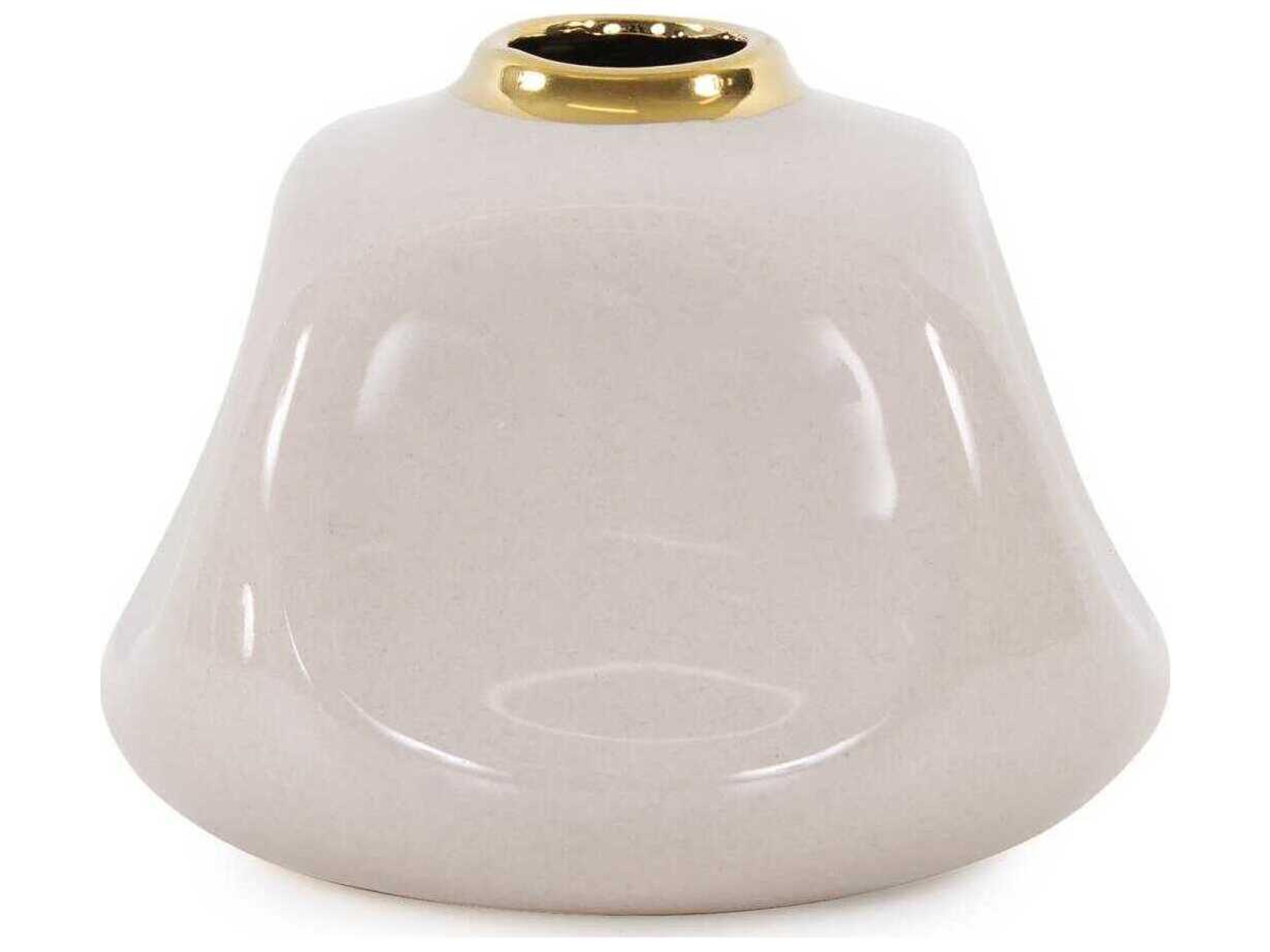 Glossy Neutral Christana Concaved Ceramic Vase