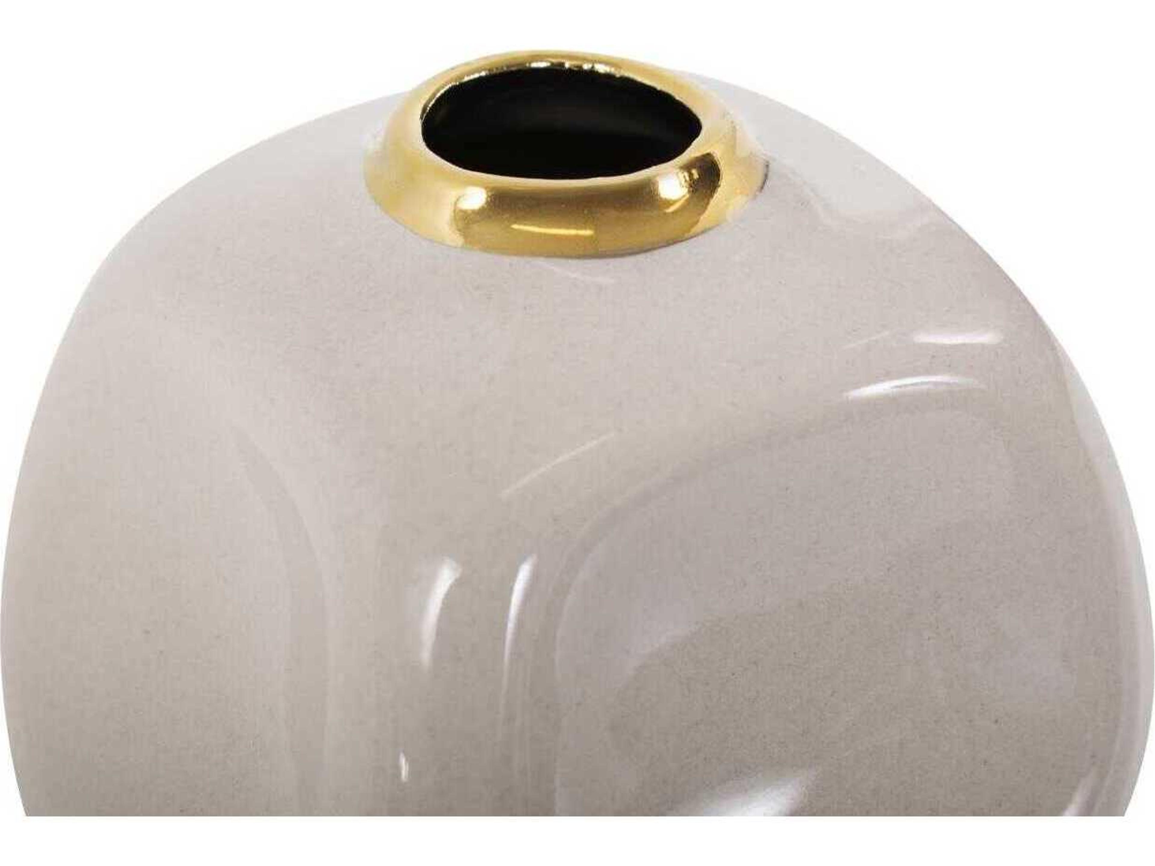 Howard Elliott Glossy Neutral Christana Concaved Ceramic Vase