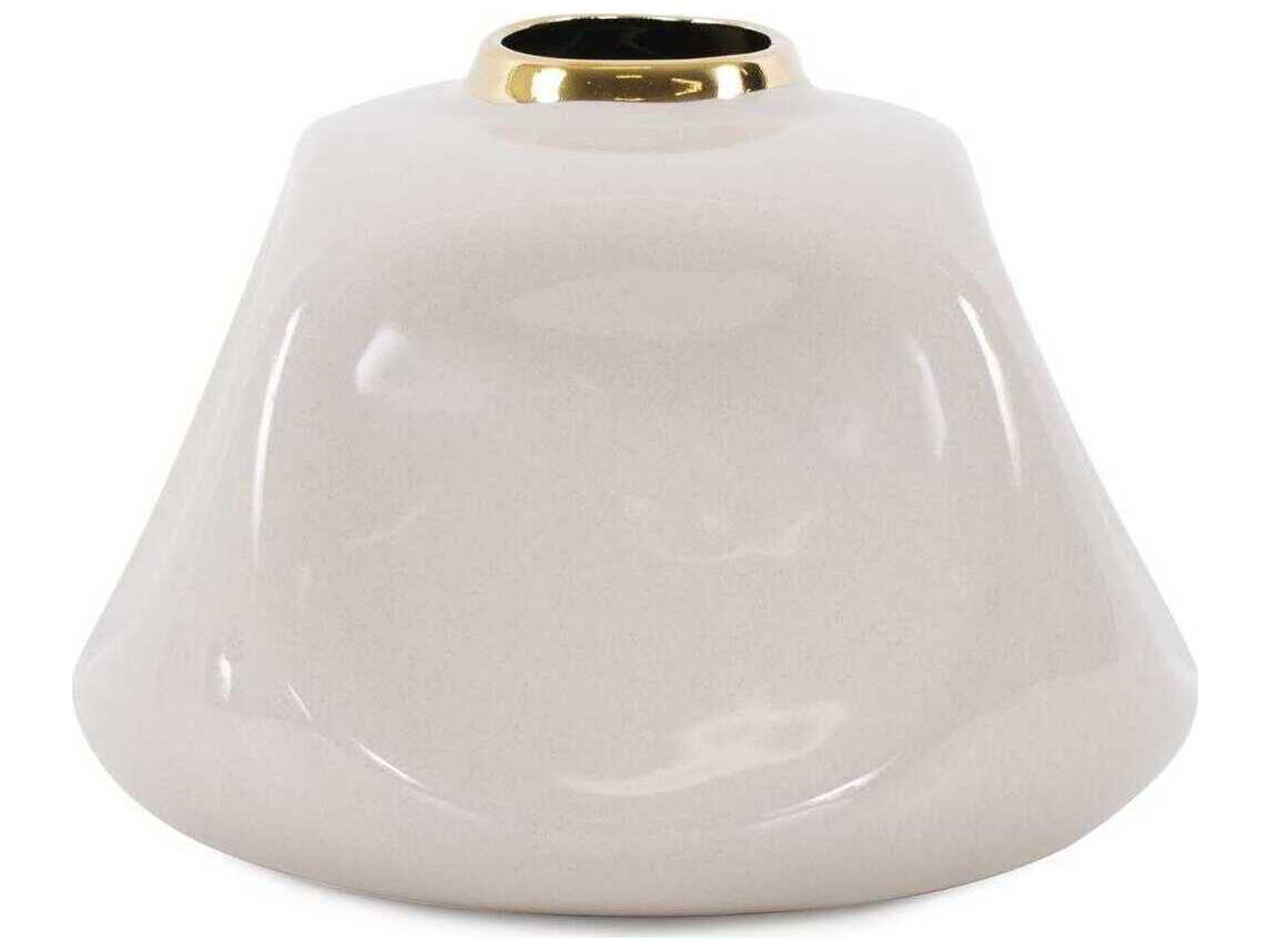 Glossy Neutral Christana Concaved Ceramic Vase