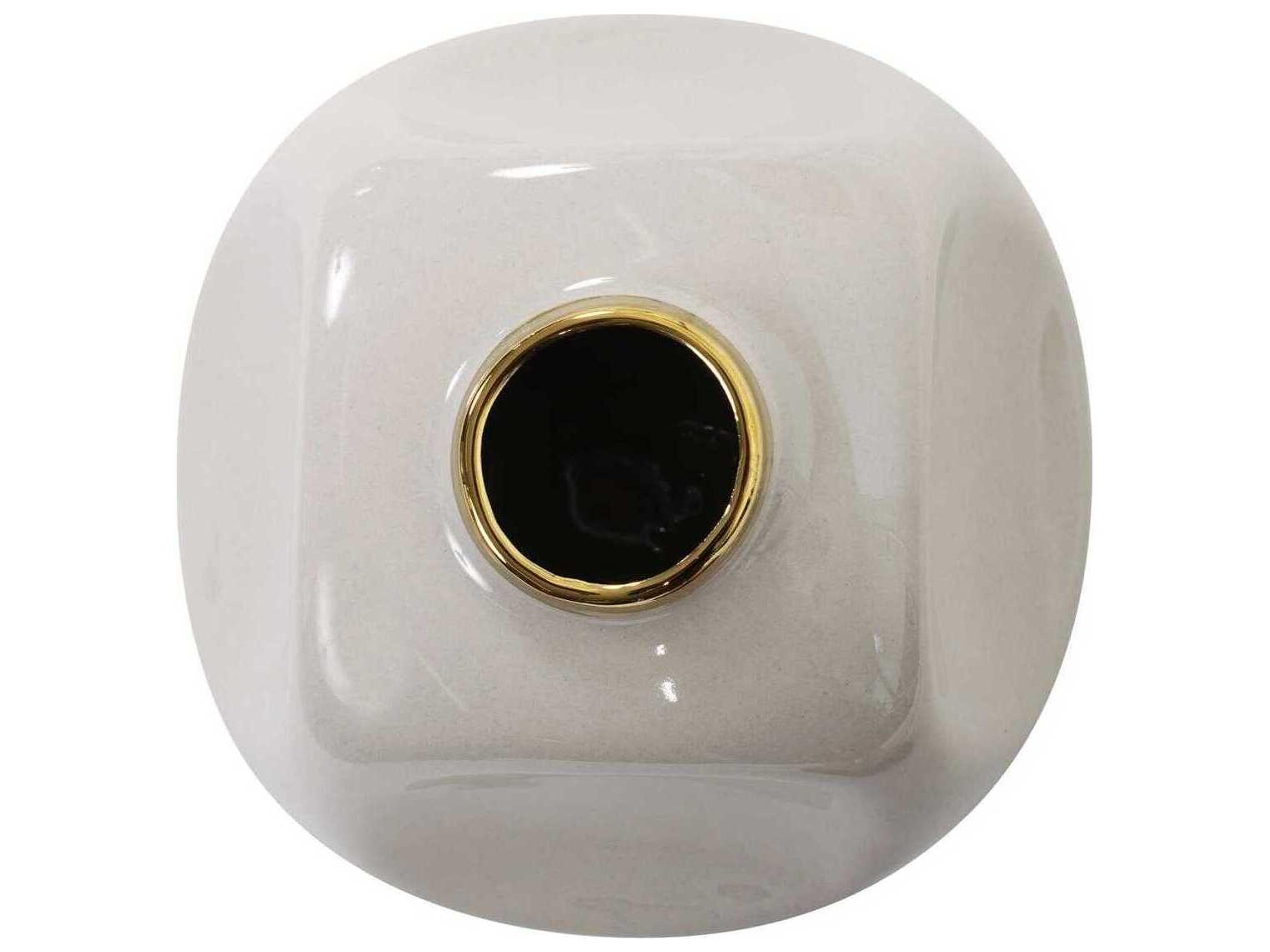 Howard Elliott Glossy Neutral Christana Concaved Ceramic Vase