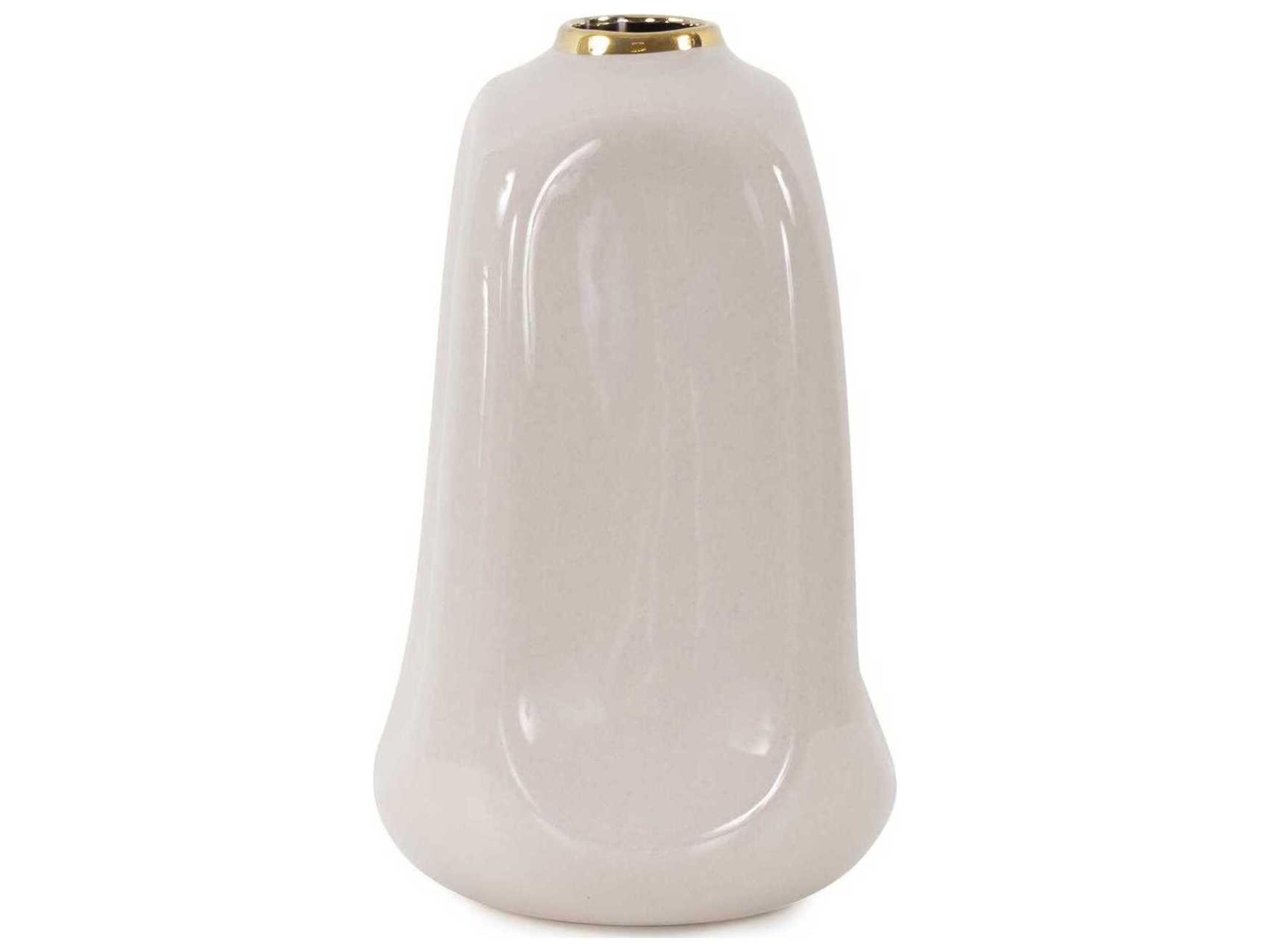Glossy Neutral Christana Concaved Ceramic Vase