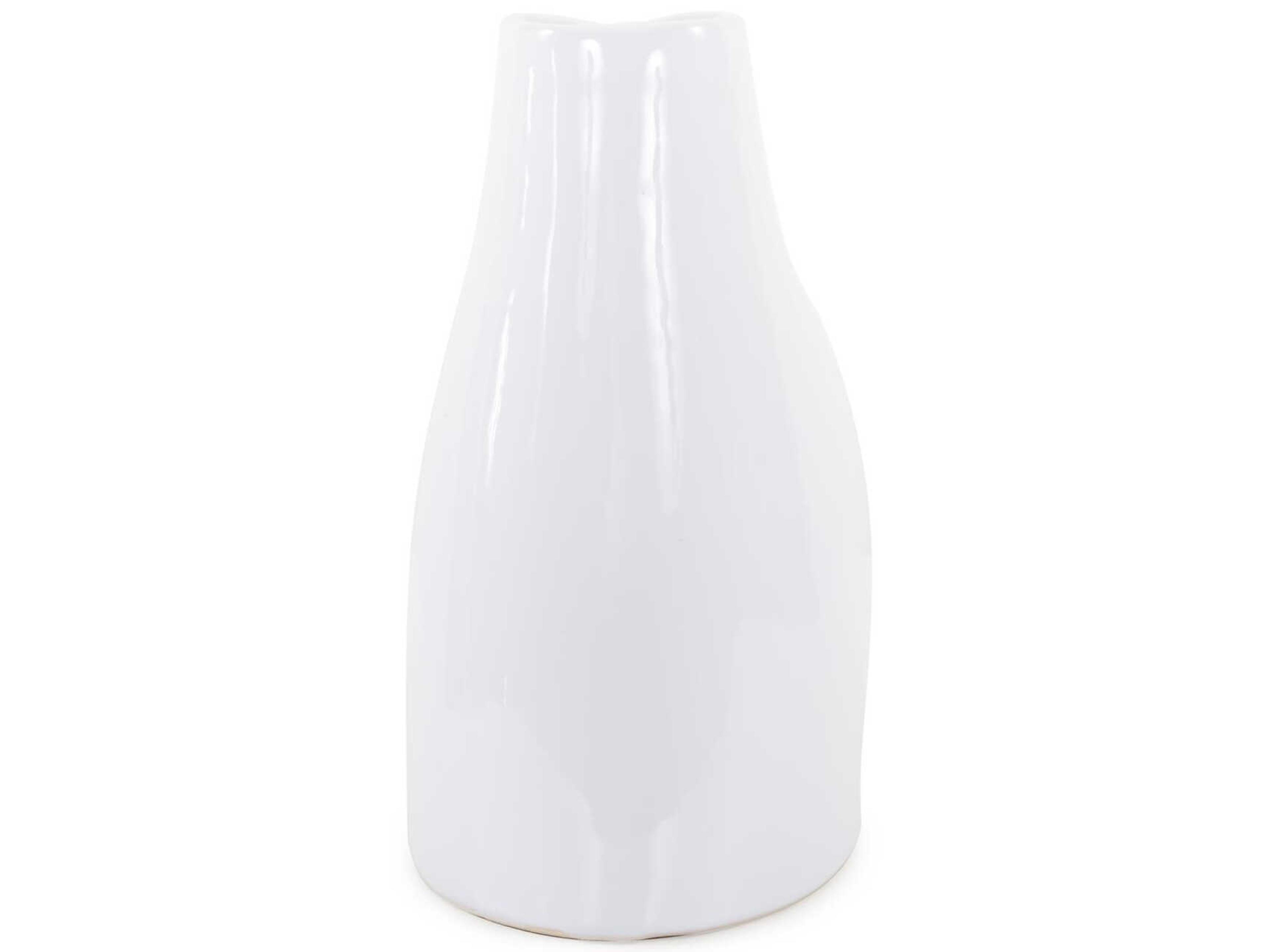 Howard Elliott Glossy White Elas Abstract Ceramic Vase