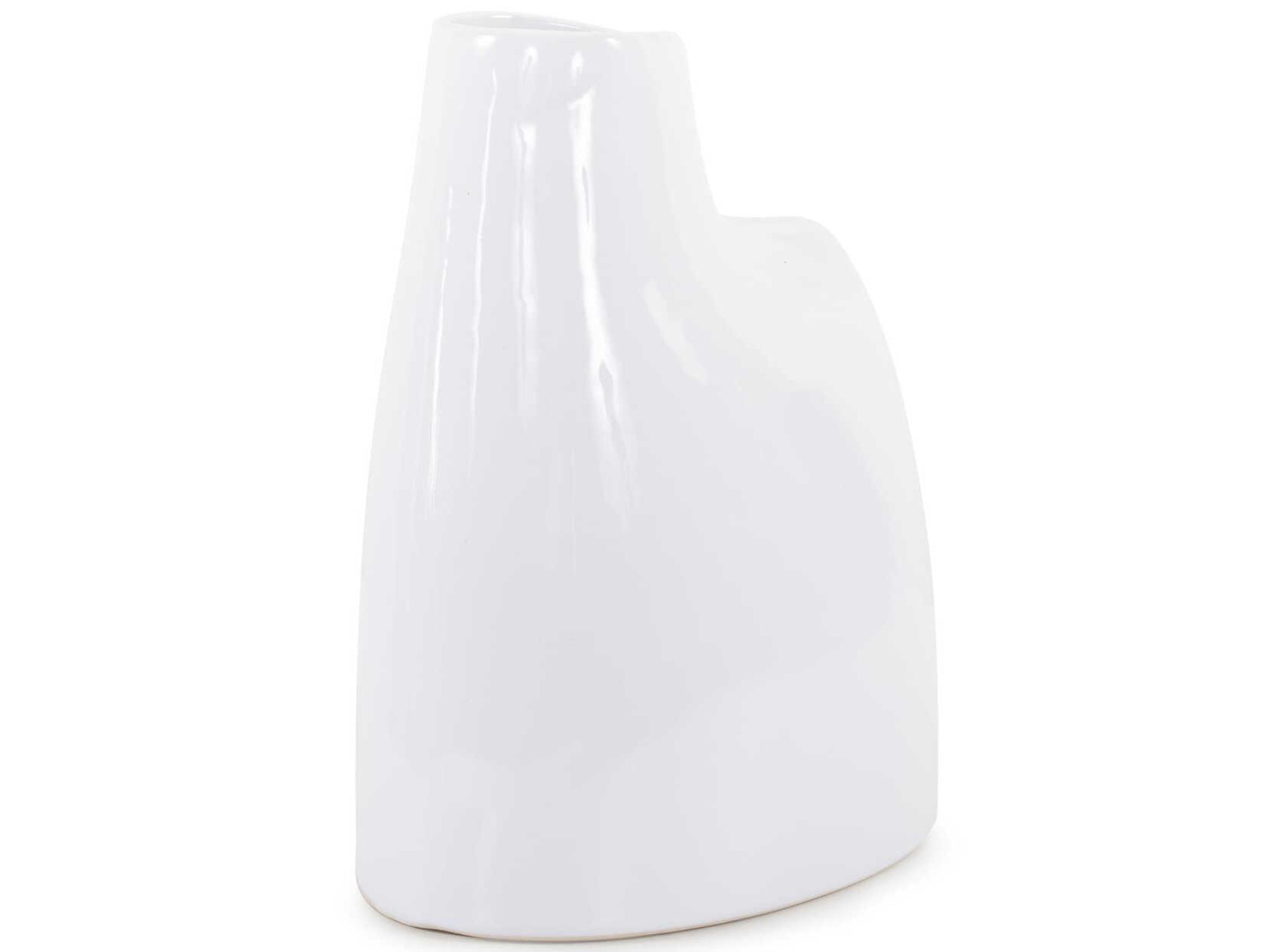 Howard Elliott Glossy White Elas Abstract Ceramic Vase