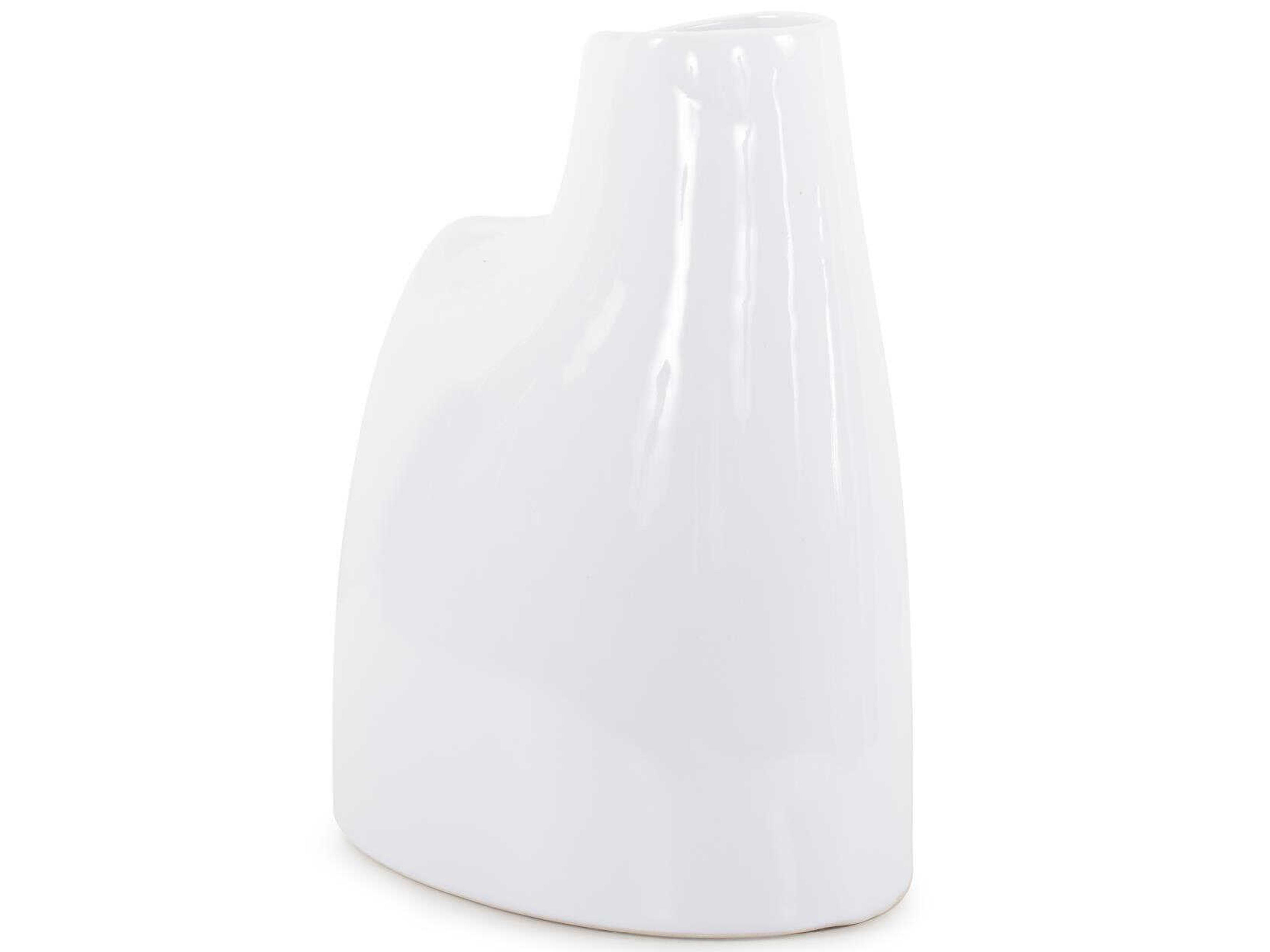 Howard Elliott Glossy White Elas Abstract Ceramic Vase