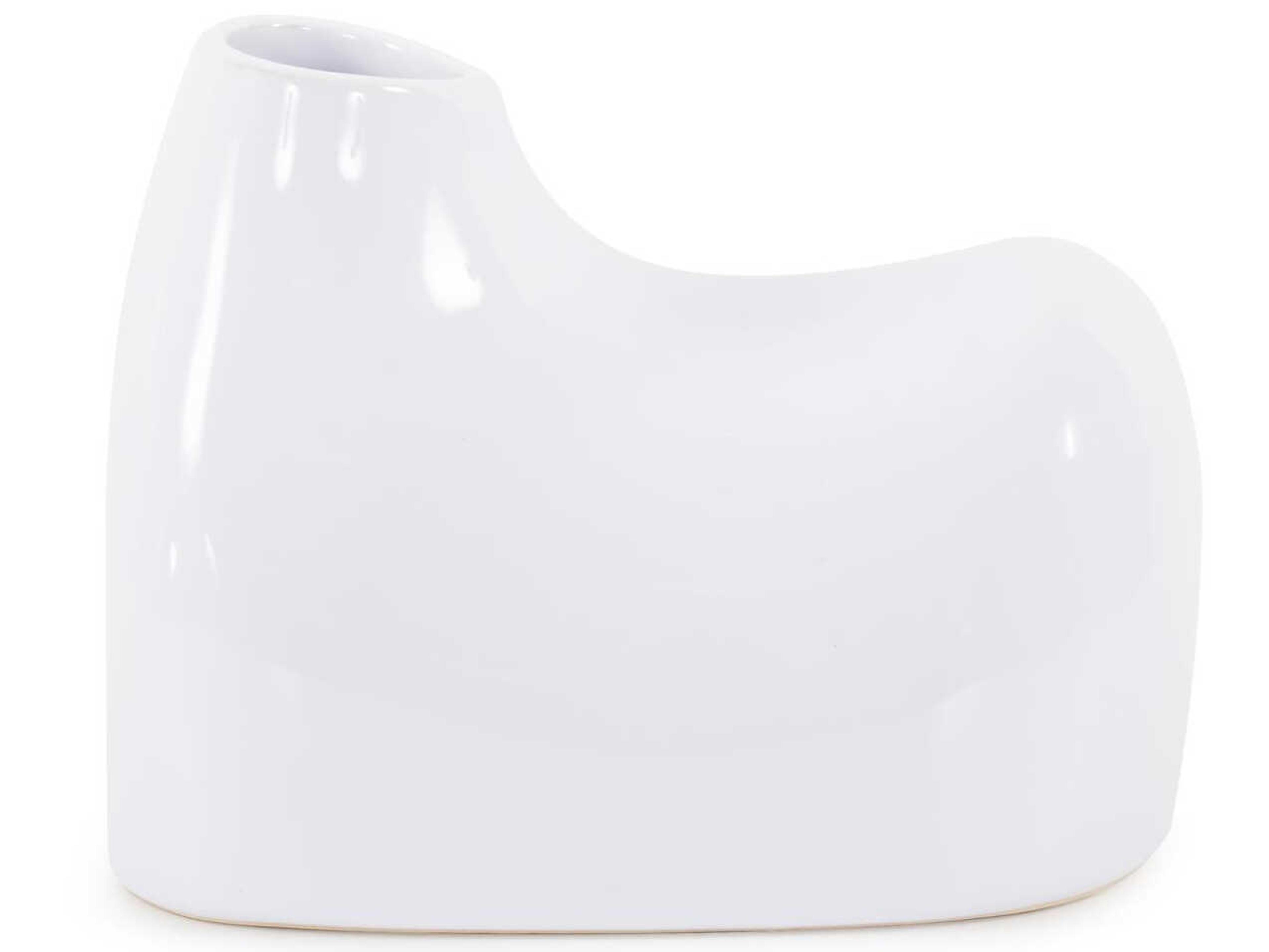Glossy White Elas Abstract Ceramic Vase
