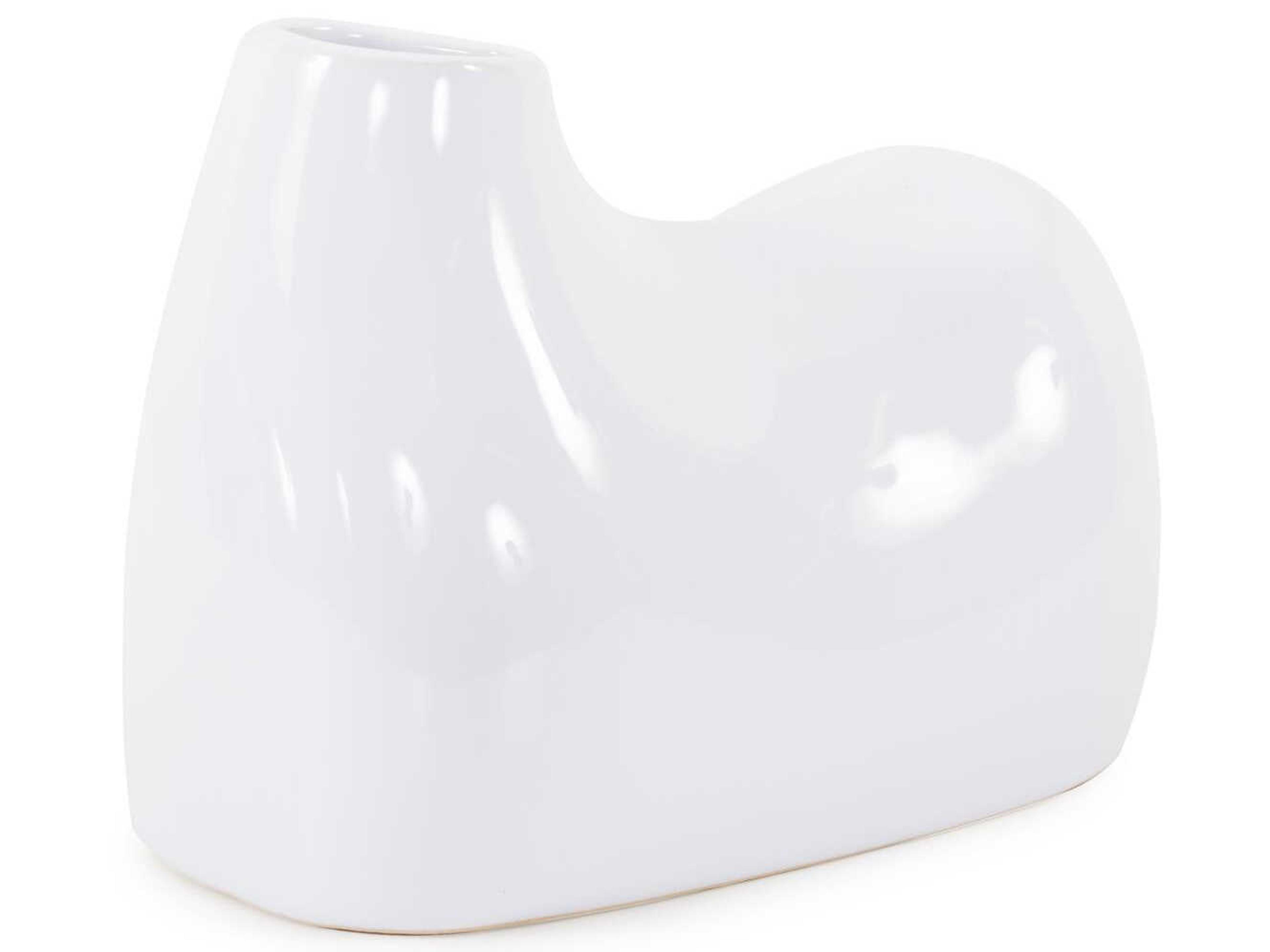 Howard Elliott Glossy White Elas Abstract Ceramic Vase