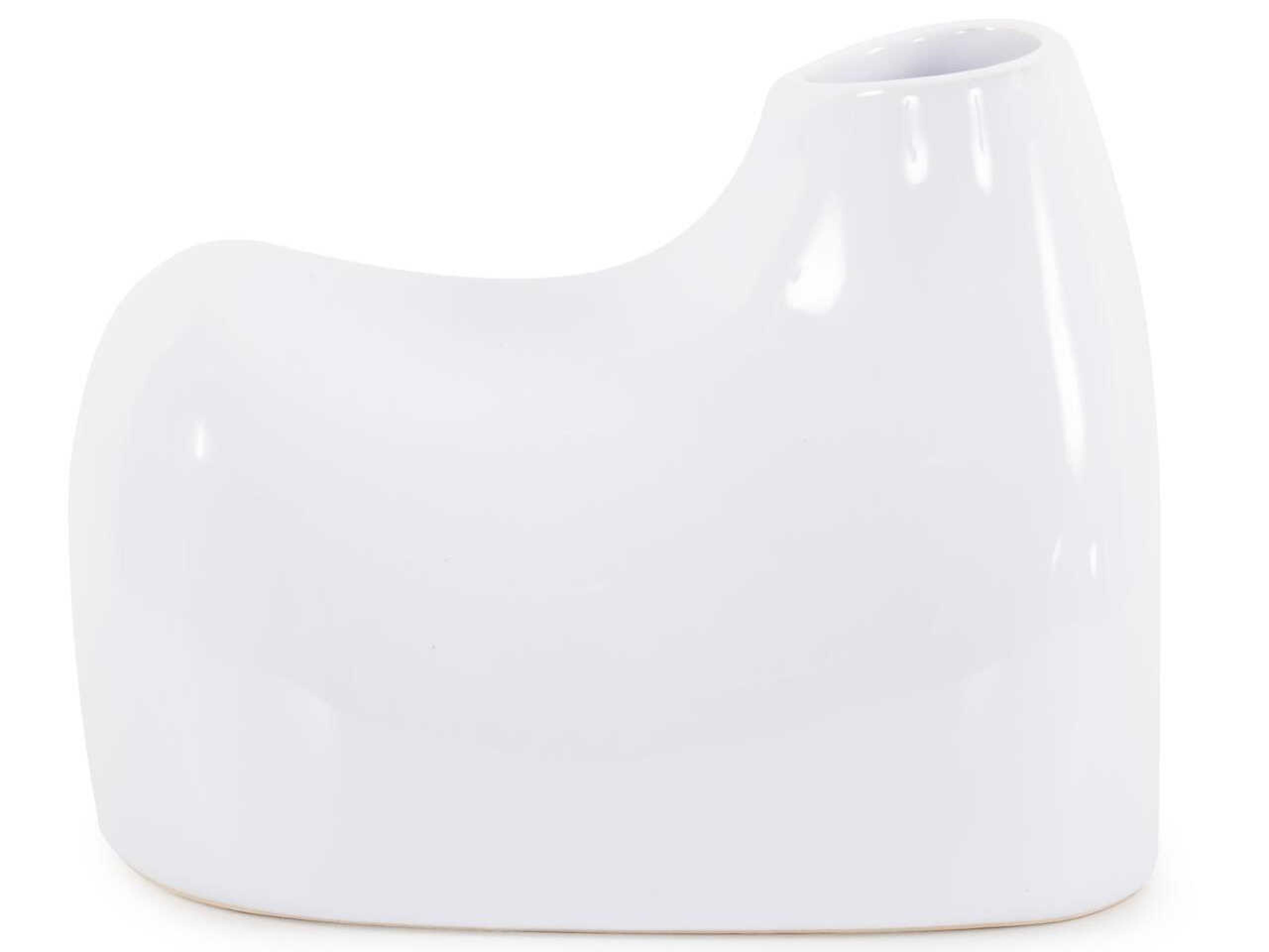 Howard Elliott Glossy White Elas Abstract Ceramic Vase