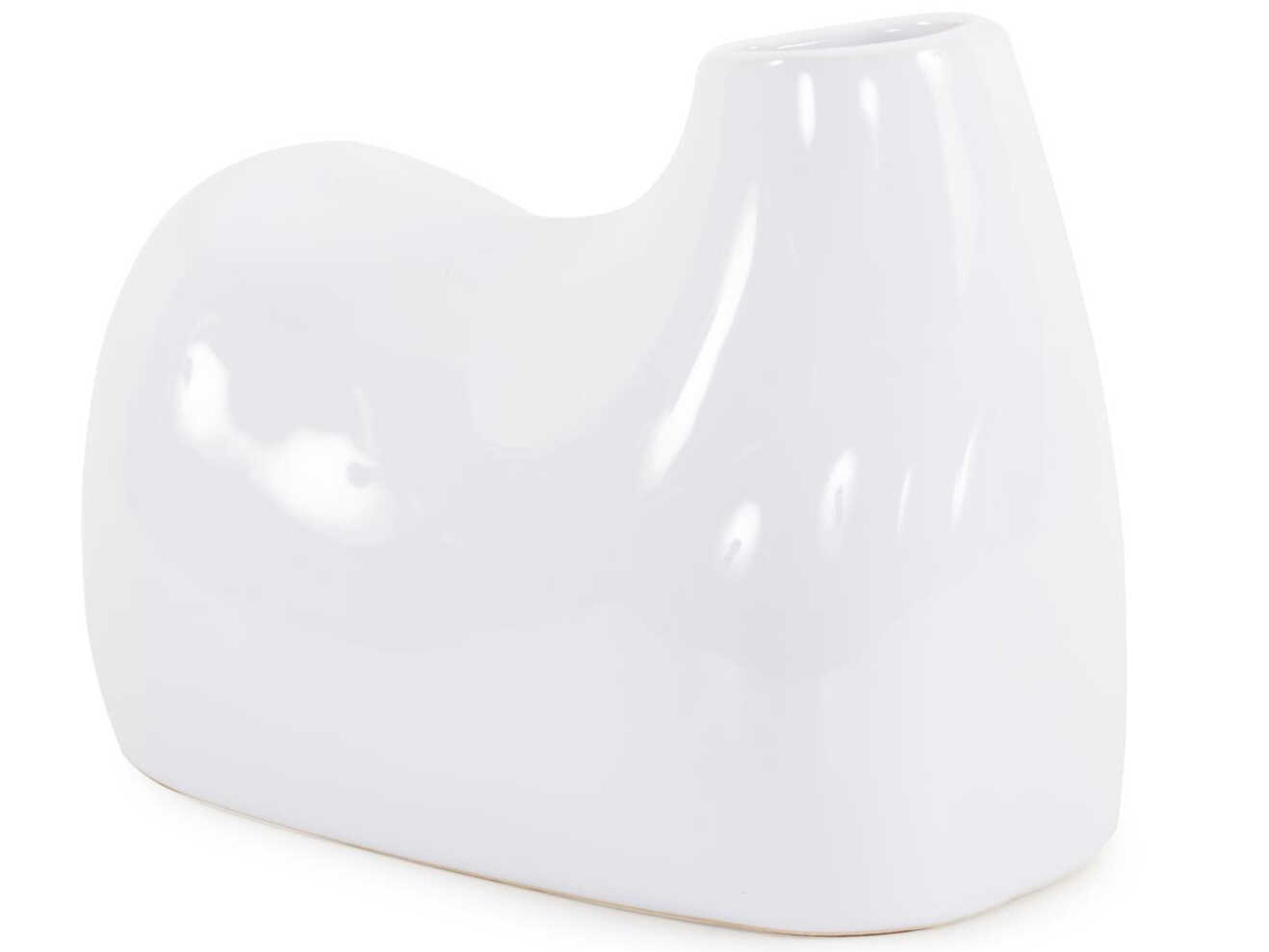Howard Elliott Glossy White Elas Abstract Ceramic Vase