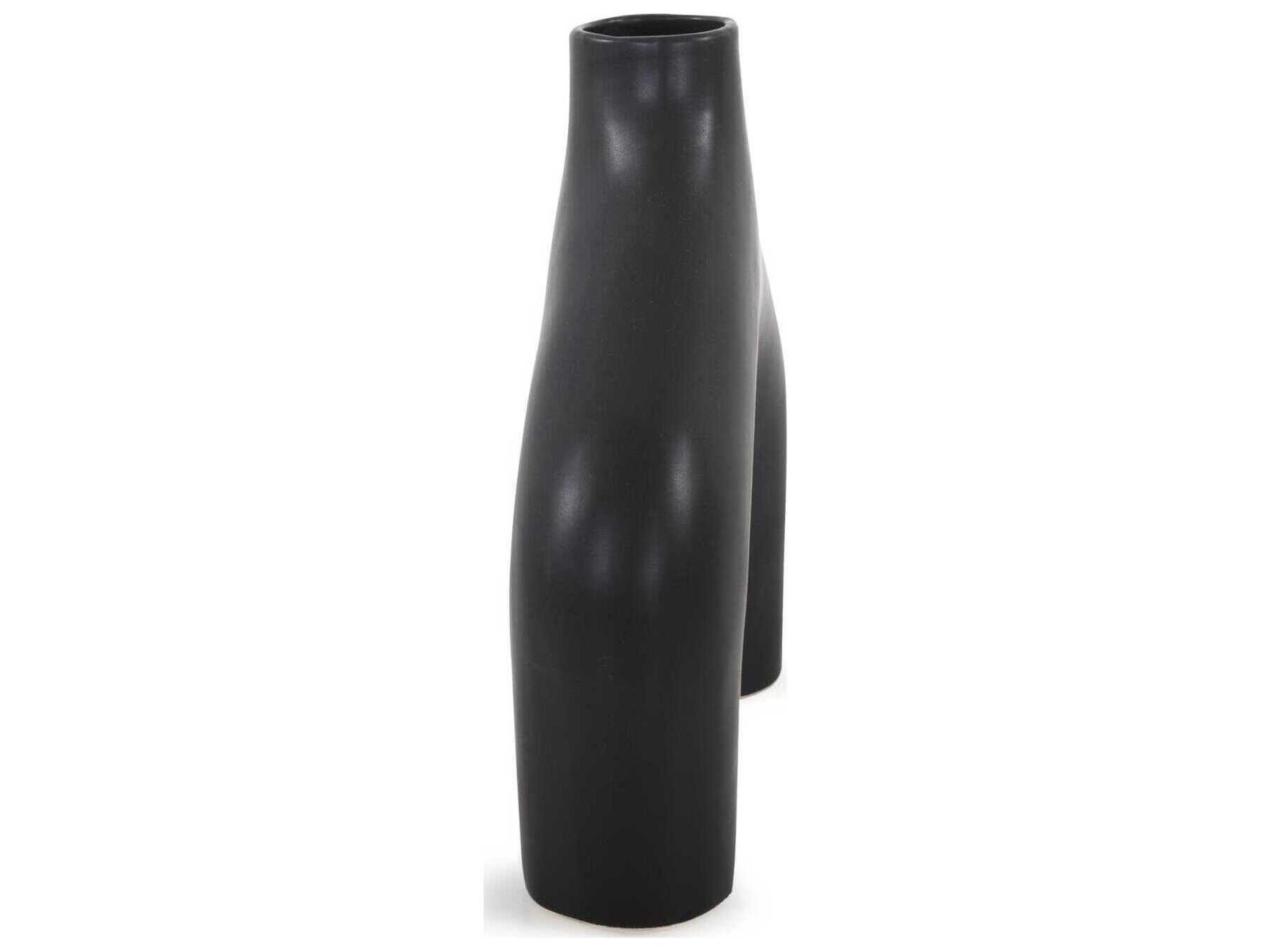 Howard Elliott Beltram Matte Black Footed Vase