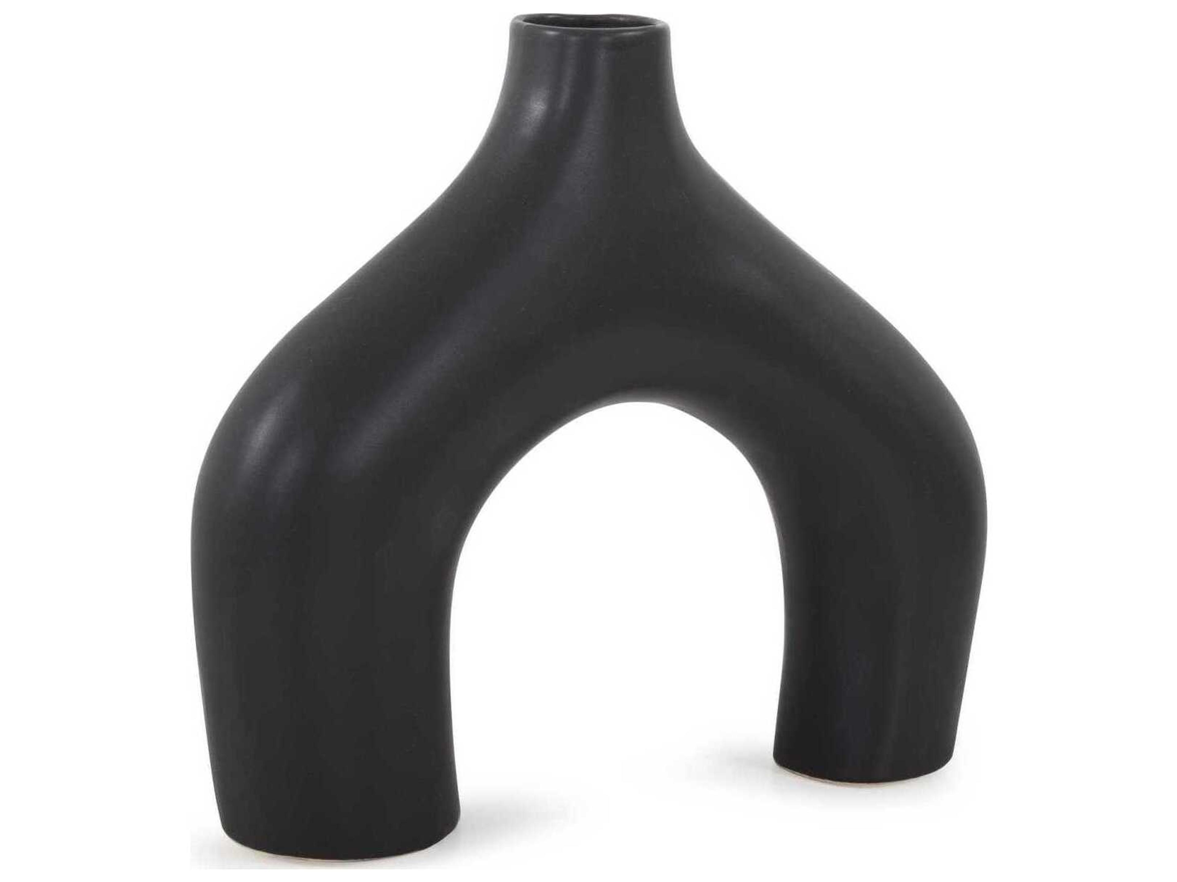 Howard Elliott Beltram Matte Black Footed Vase