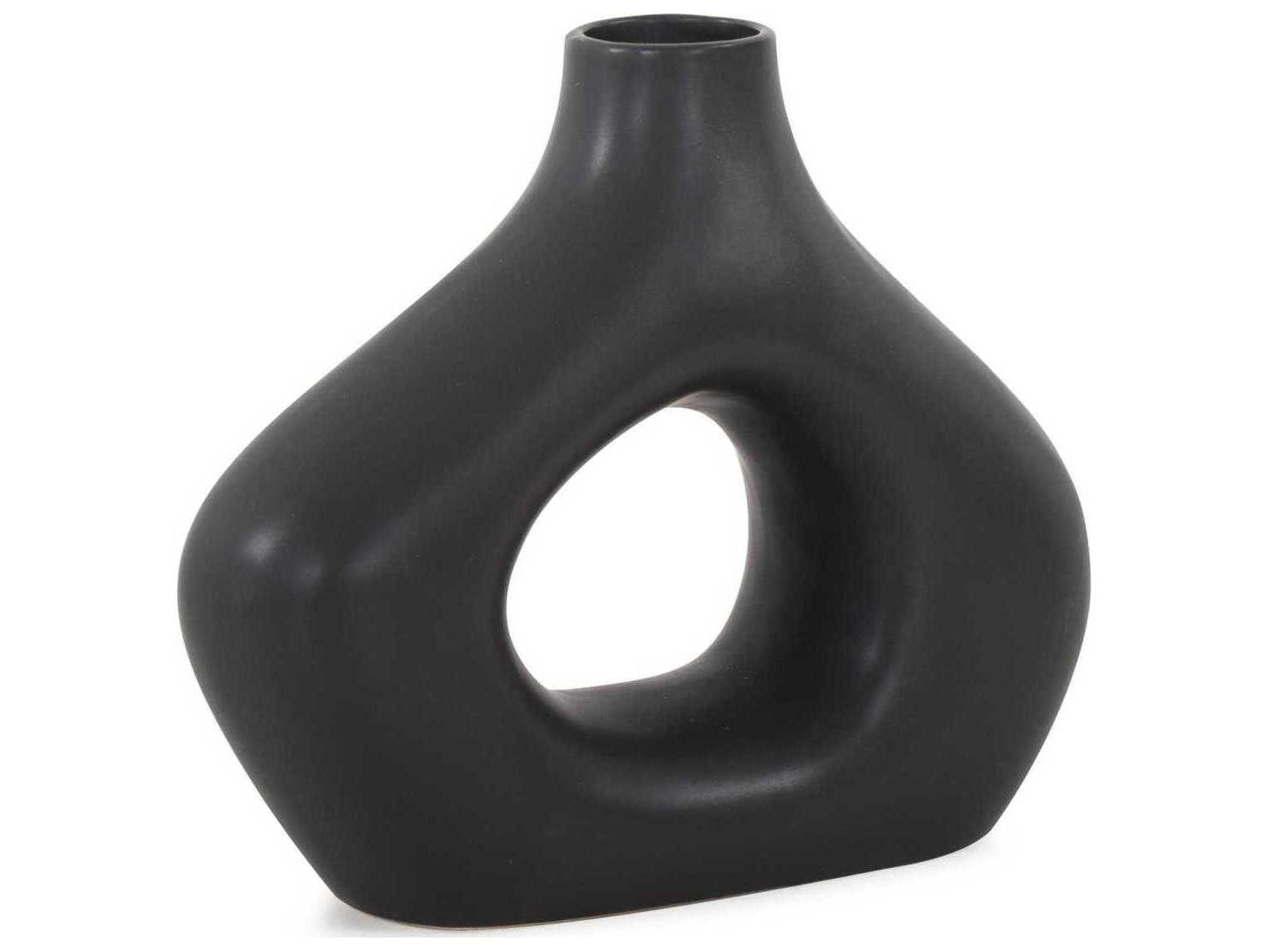 Howard Elliott Beltram Matte Black Open Vase