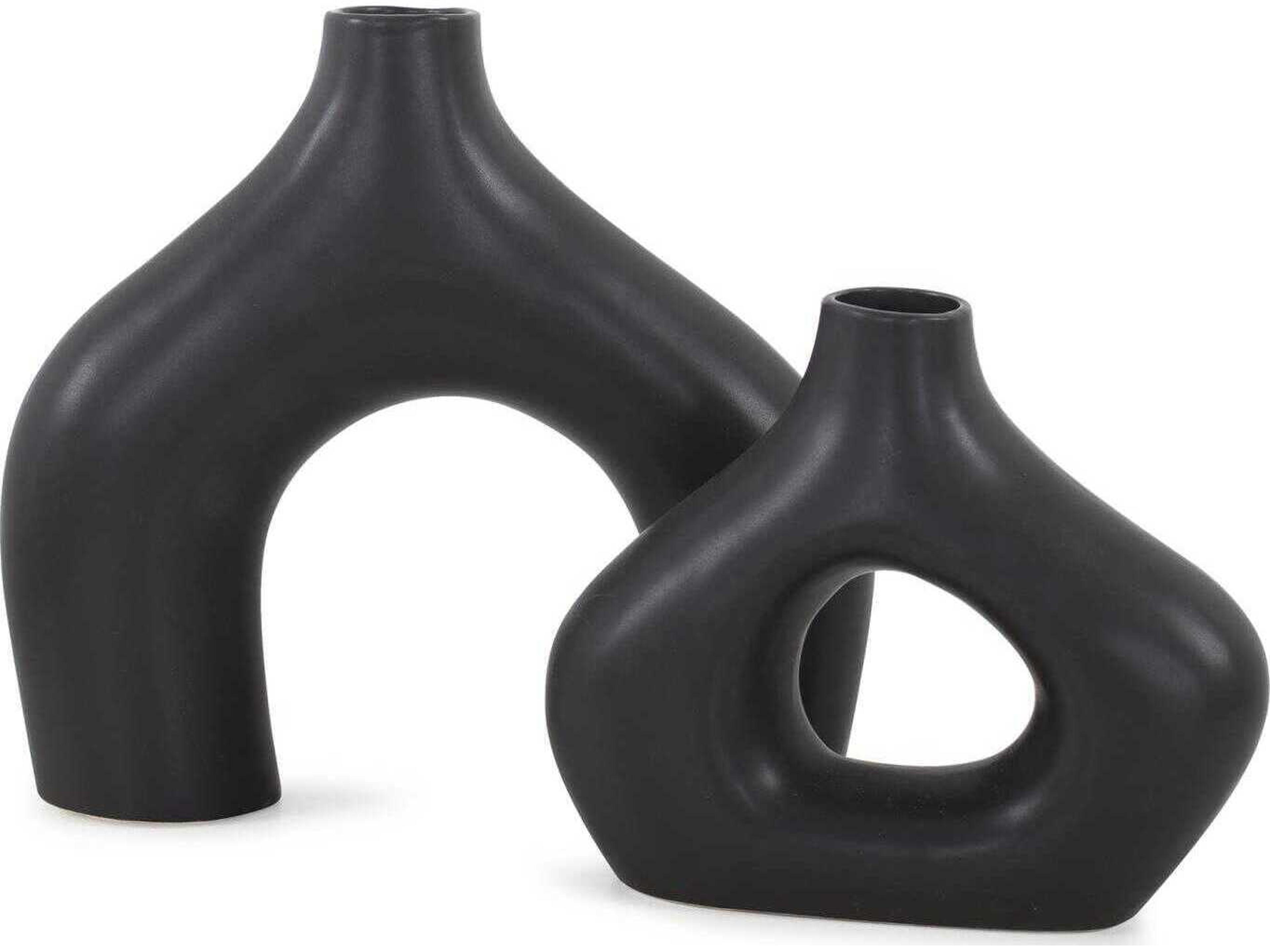 Howard Elliott Beltram Matte Black Open Vase