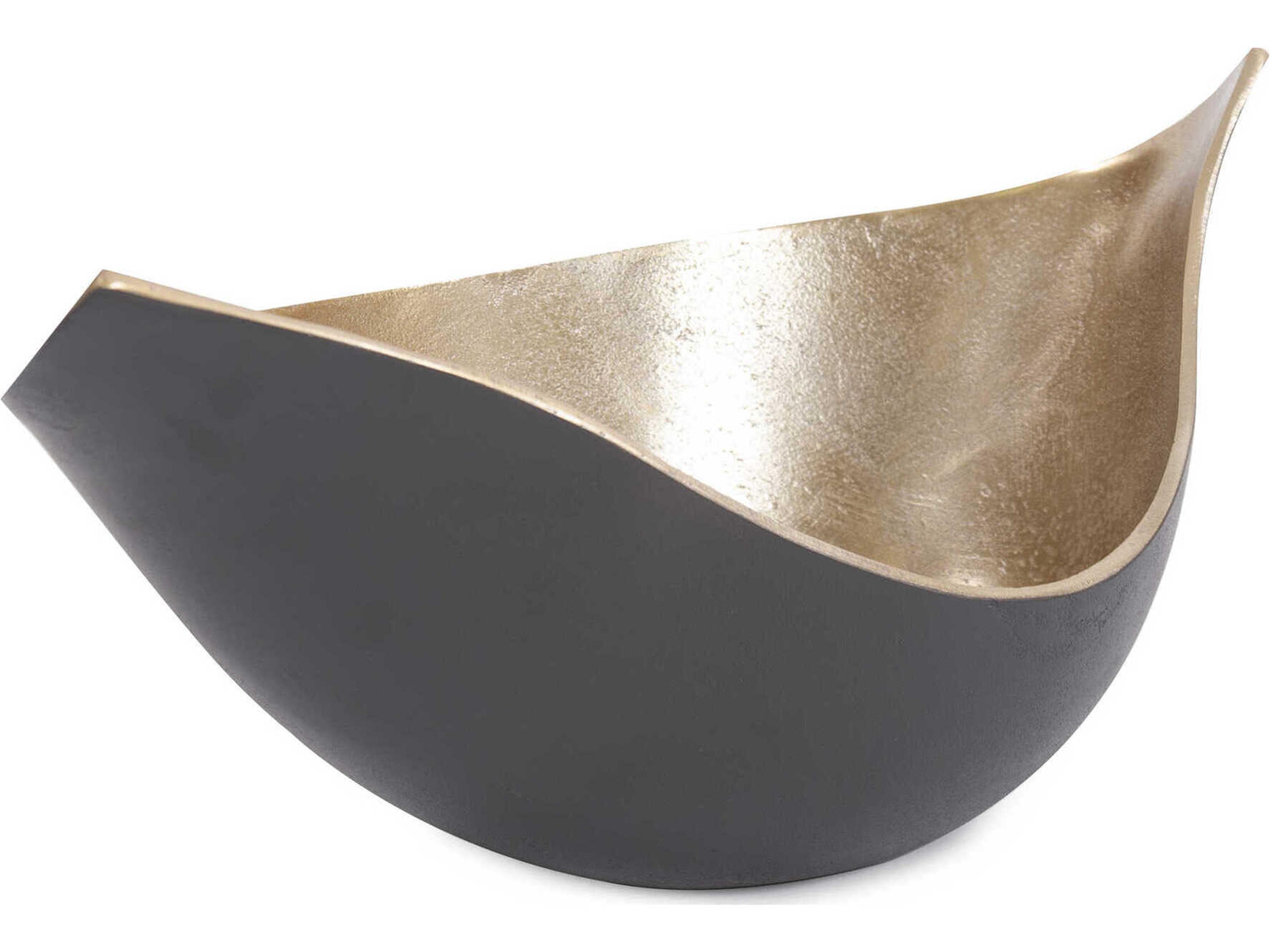 Howard Elliott Jordan Gold Graphite Hi-Lo Decorative Bowl