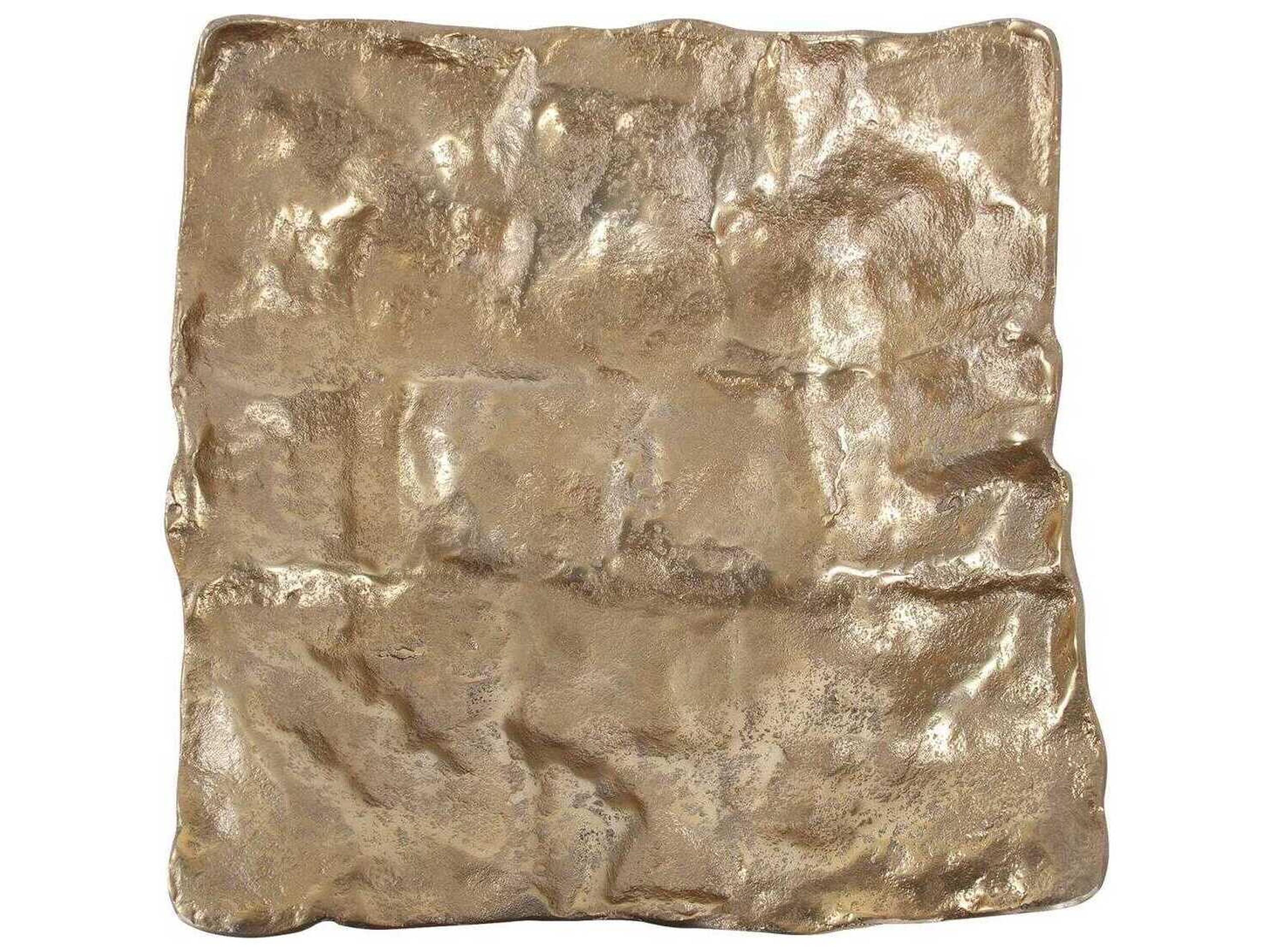 Howard Elliott Lustrous Gold Rough Uneven Square Dish