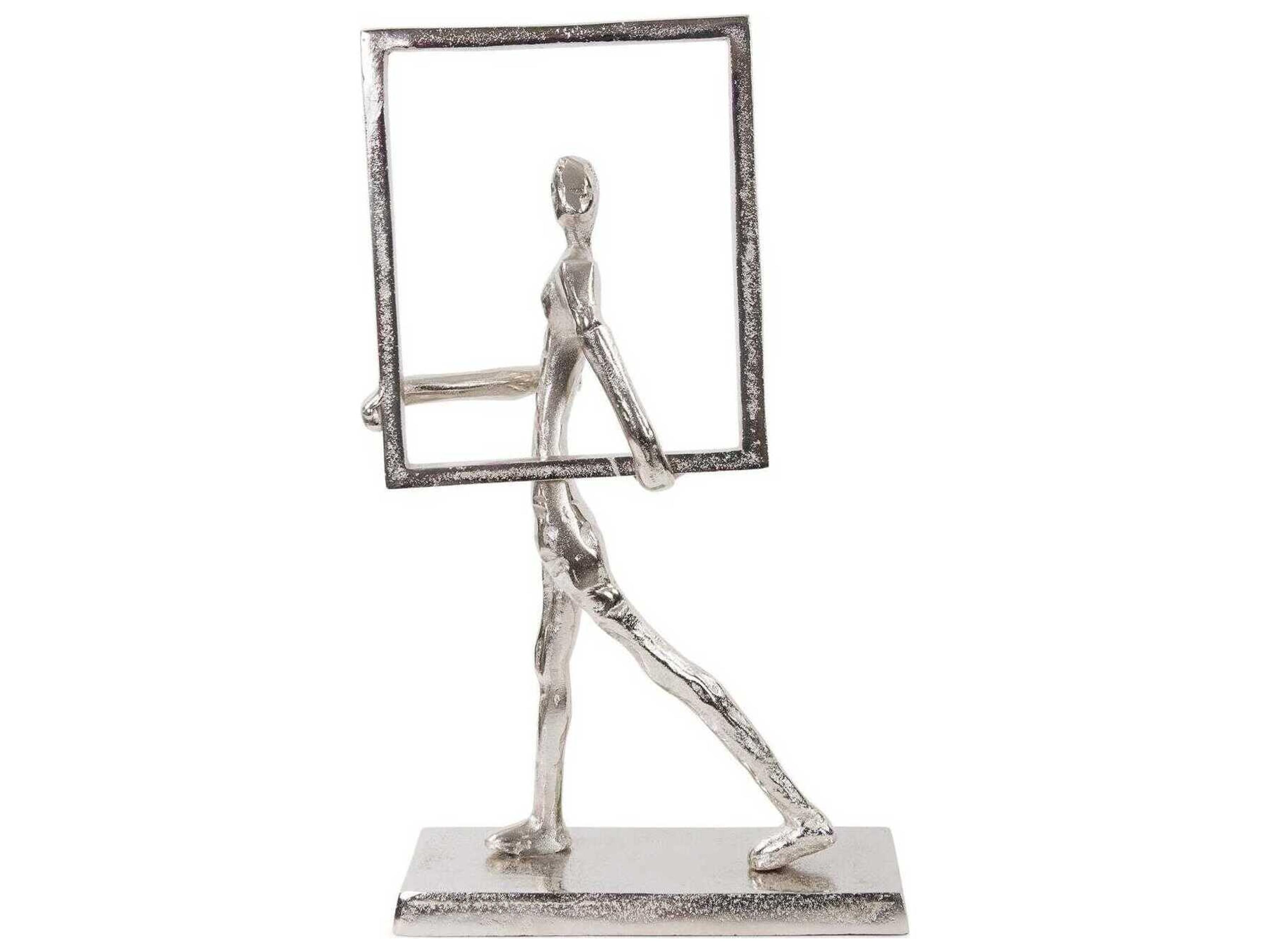 Howard Elliott Bright Silver Rough Nickle Man Sculpture