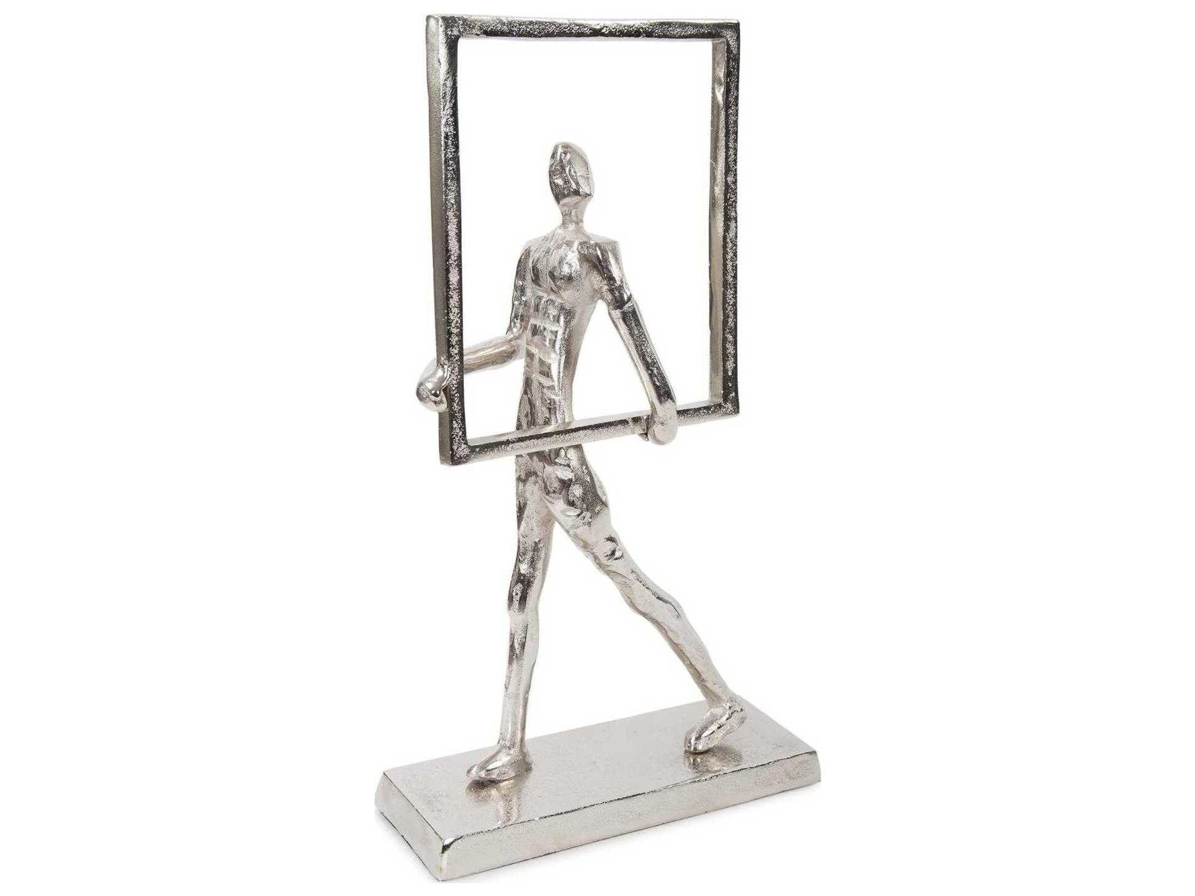 Howard Elliott Bright Silver Rough Nickle Man Sculpture