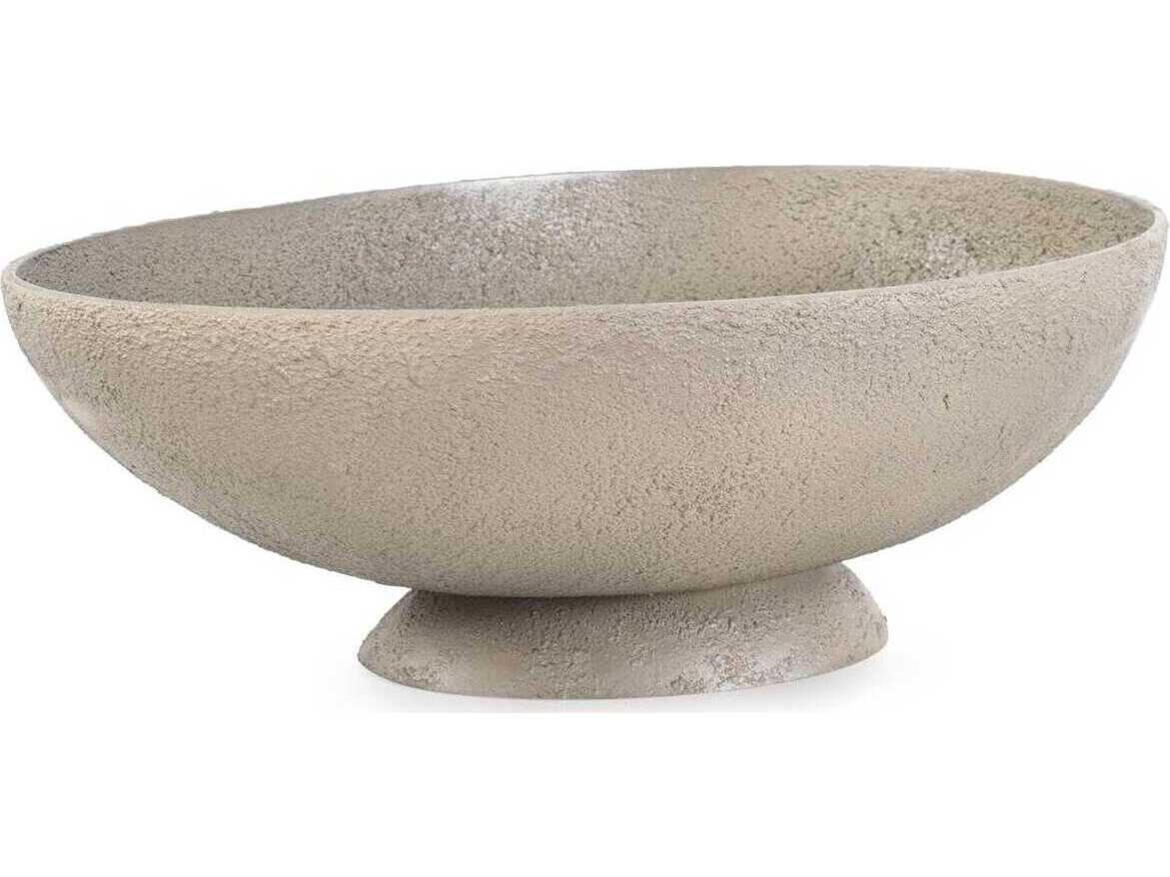 Howard Elliott Taupe Textured Blanton Oval Decorative Bowl