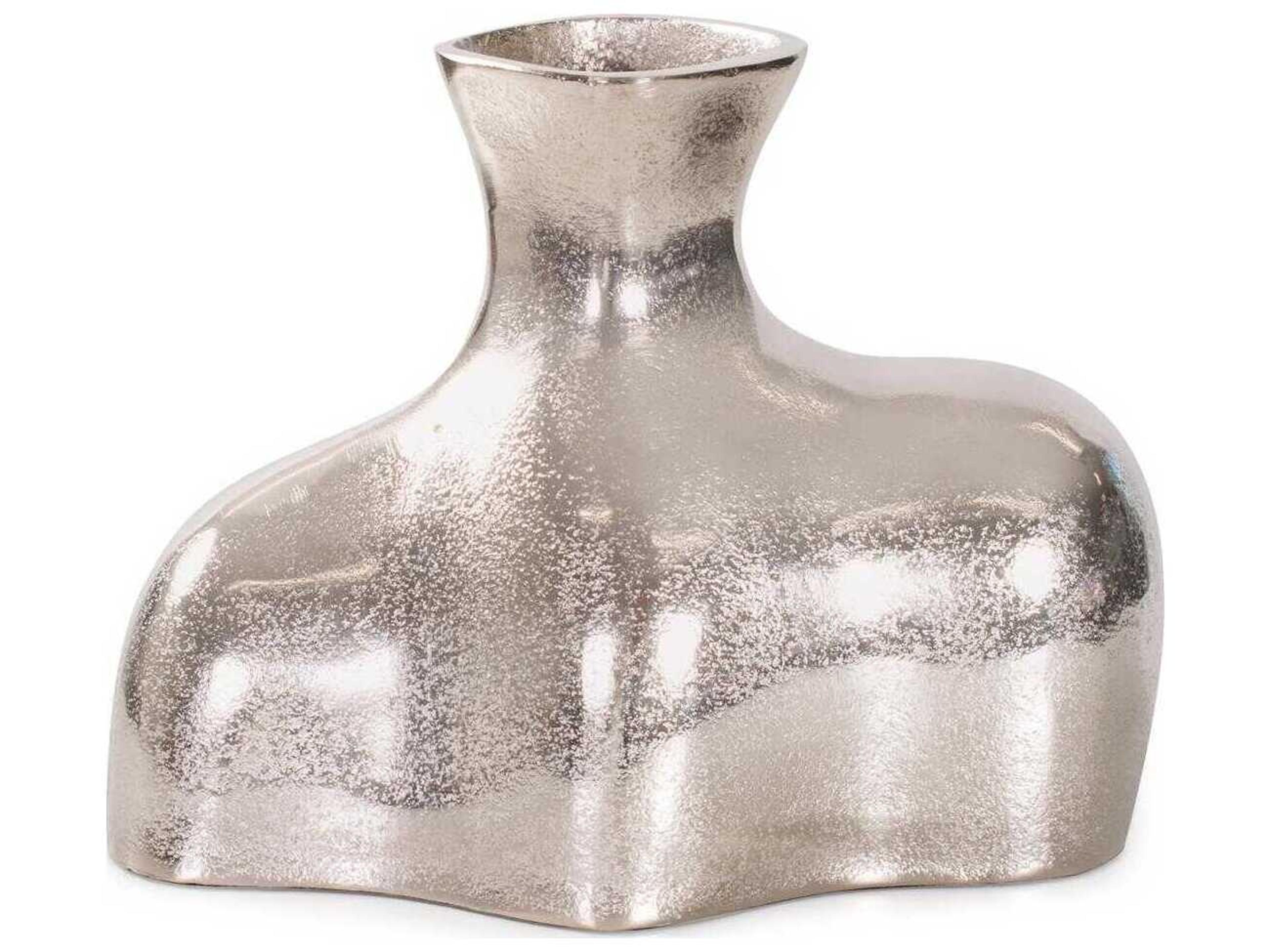 Brushed Silver Eisen Asymmetrical Vase