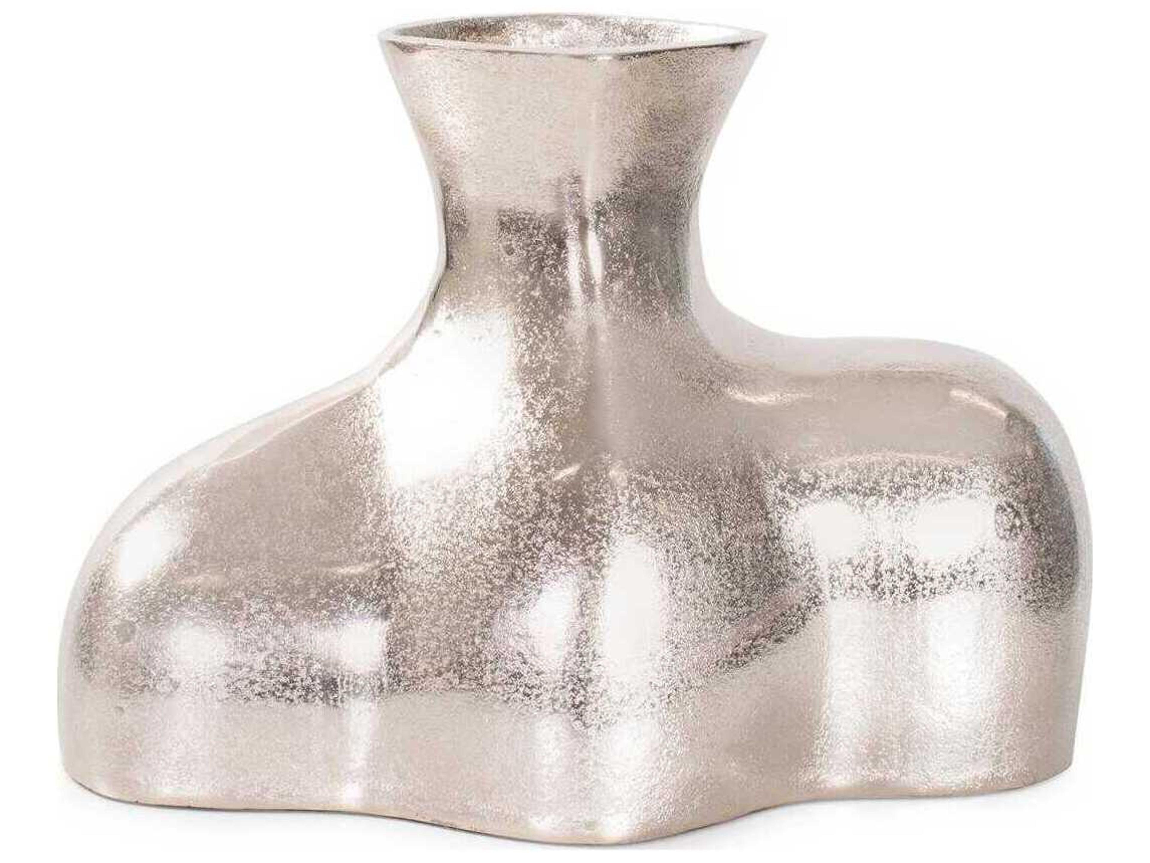 Howard Elliott Brushed Silver Eisen Asymmetrical Vase