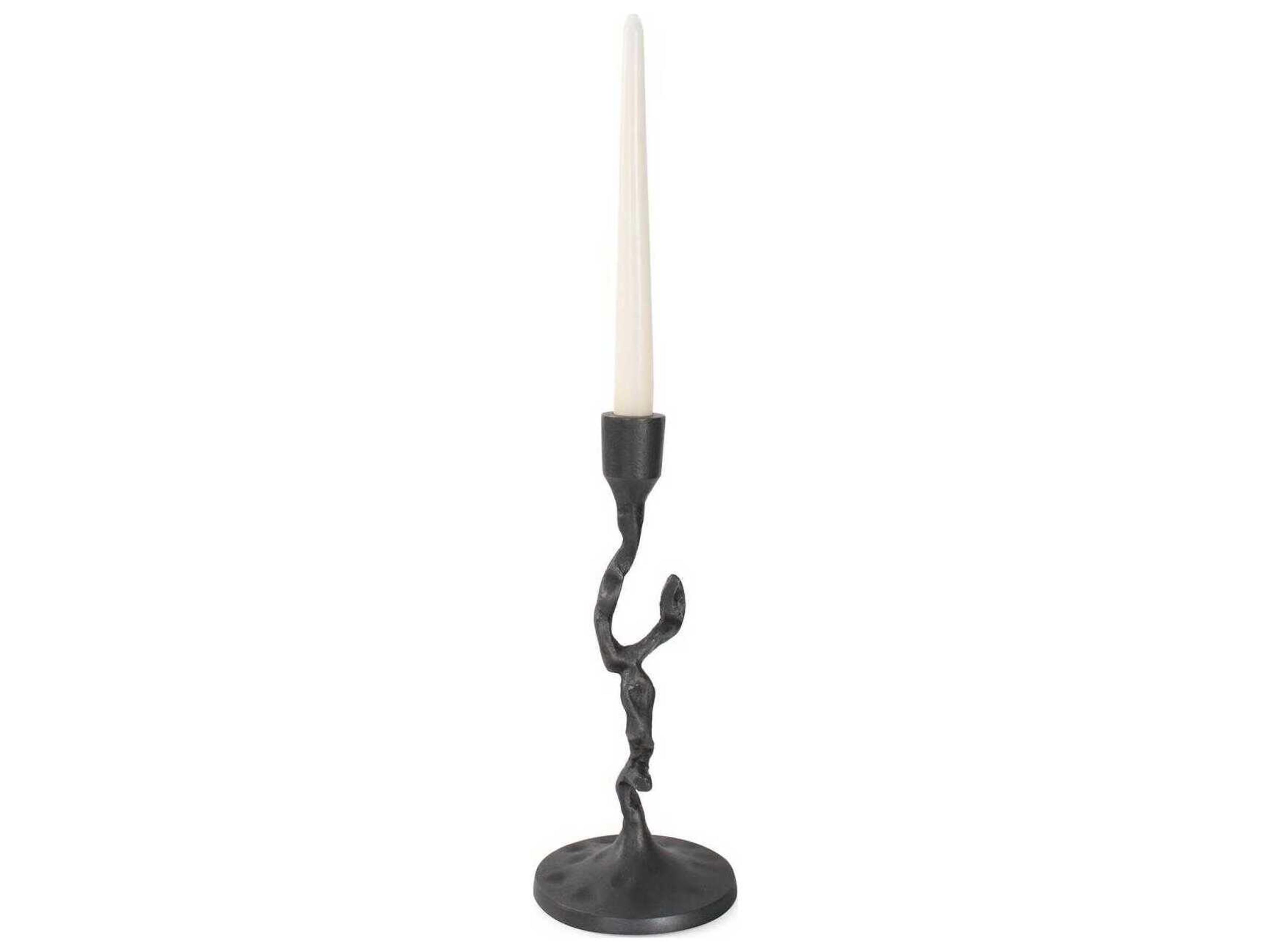 Howard Elliott Matte Black Crooked Branch Candlestick