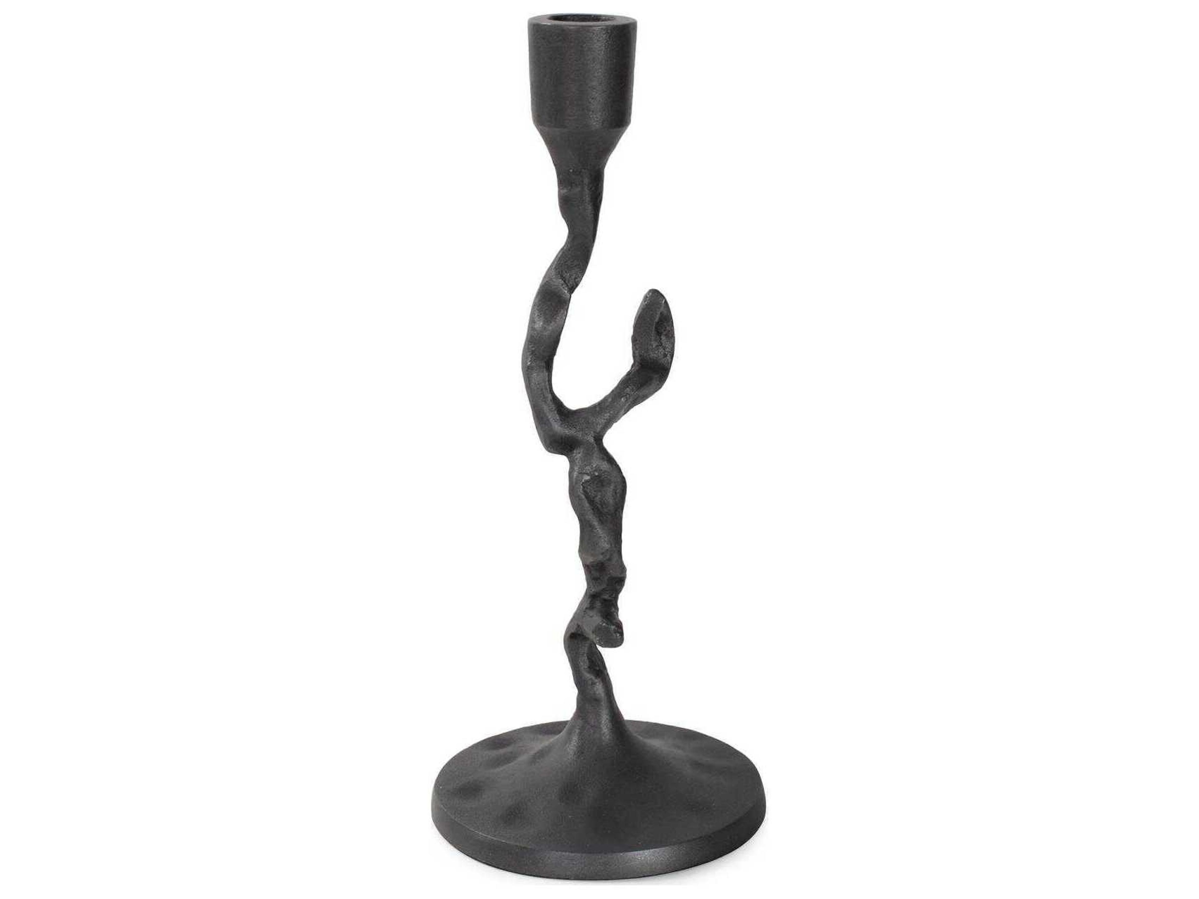 Howard Elliott Matte Black Crooked Branch Candlestick