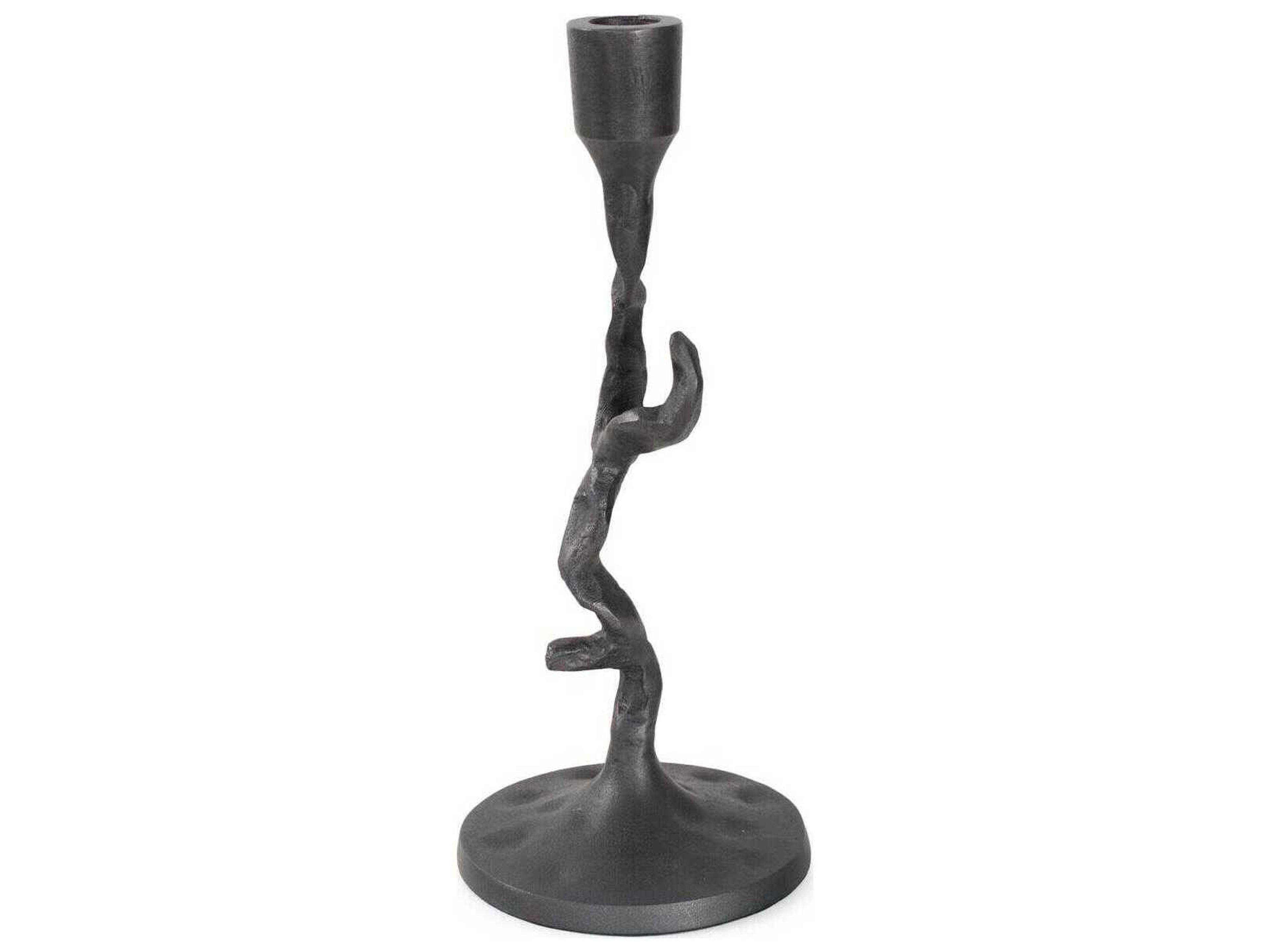 Howard Elliott Matte Black Crooked Branch Candlestick