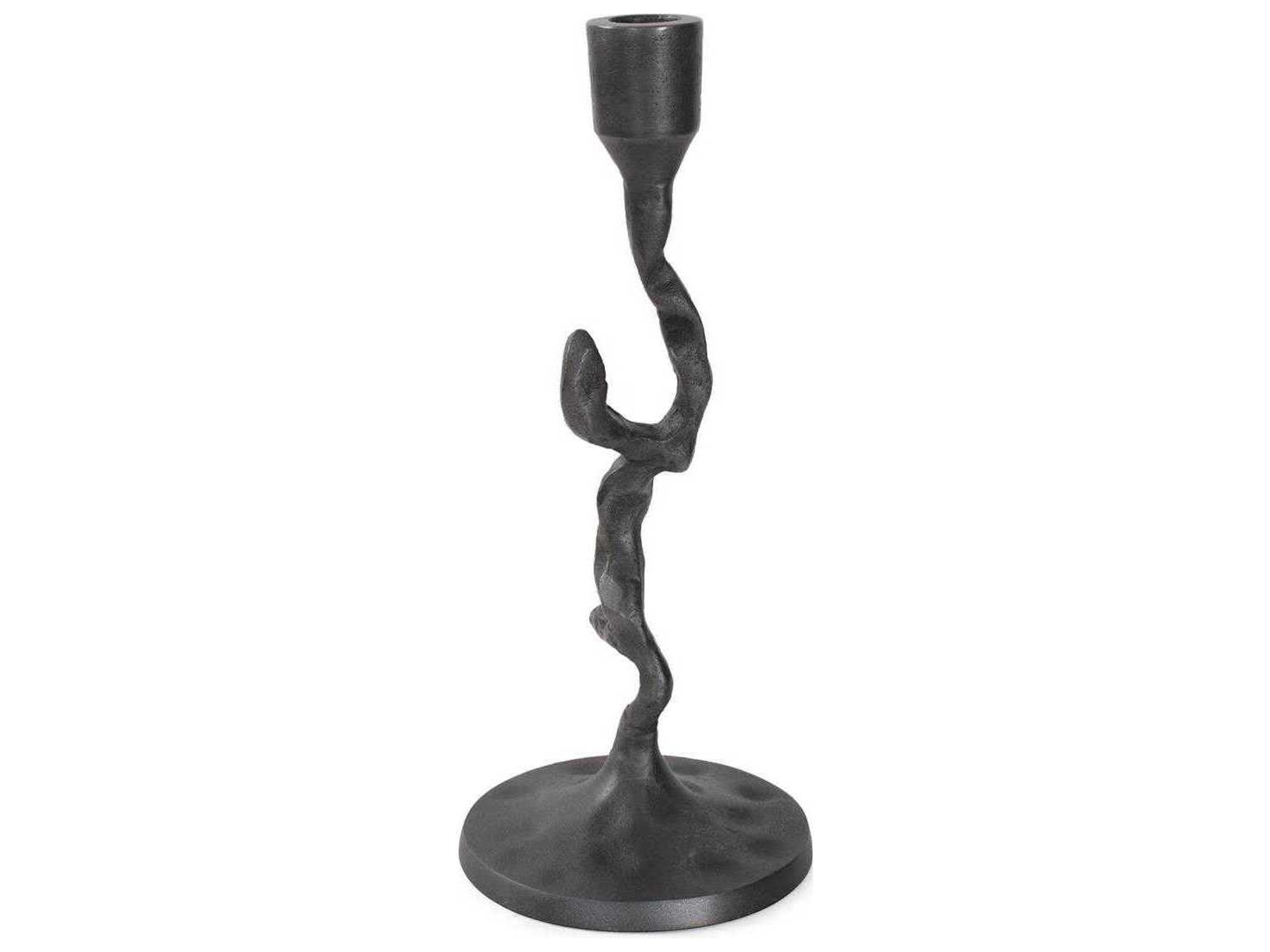 Howard Elliott Matte Black Crooked Branch Candlestick