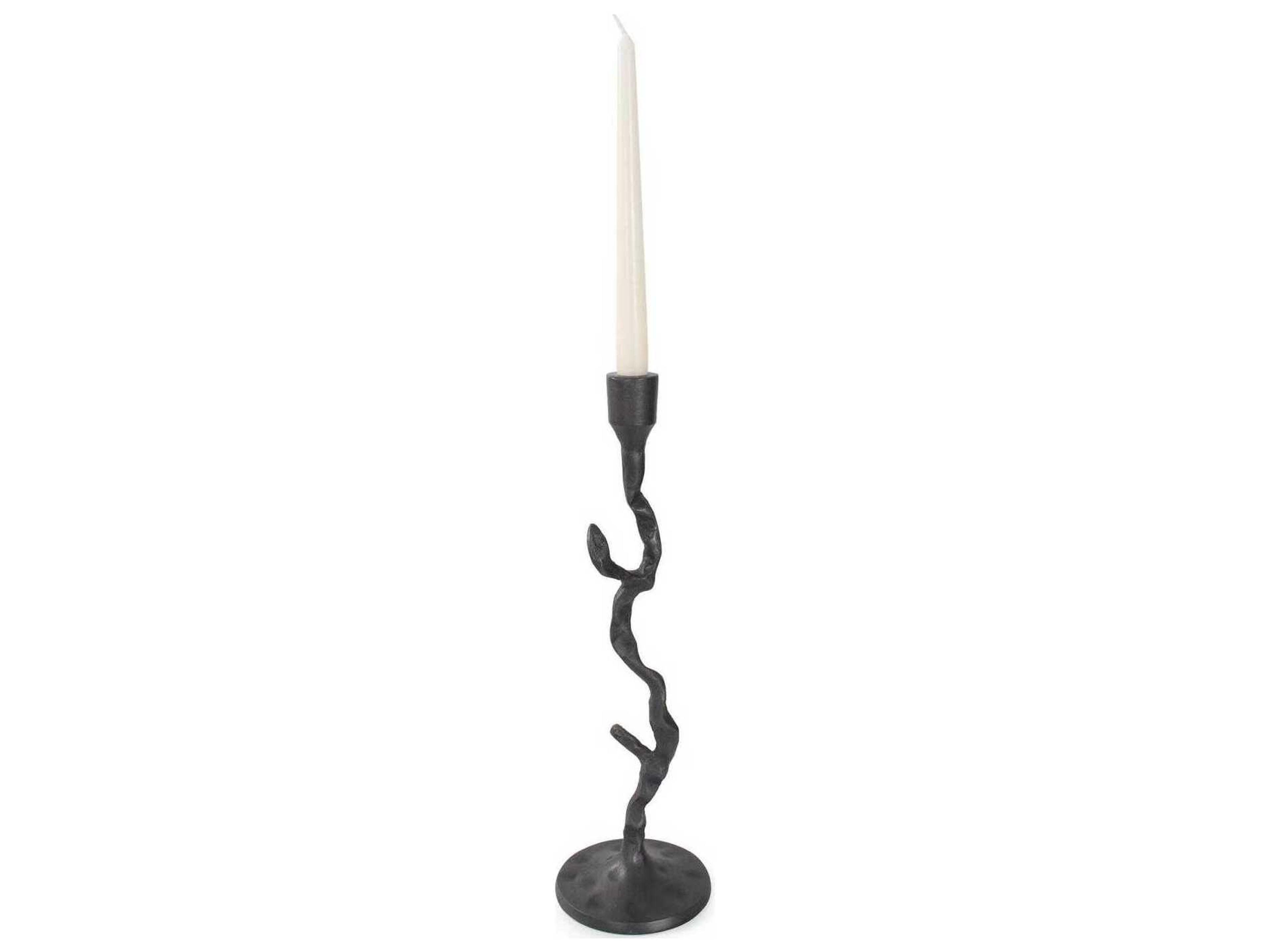 Howard Elliott Matte Black Crooked Branch Candlestick