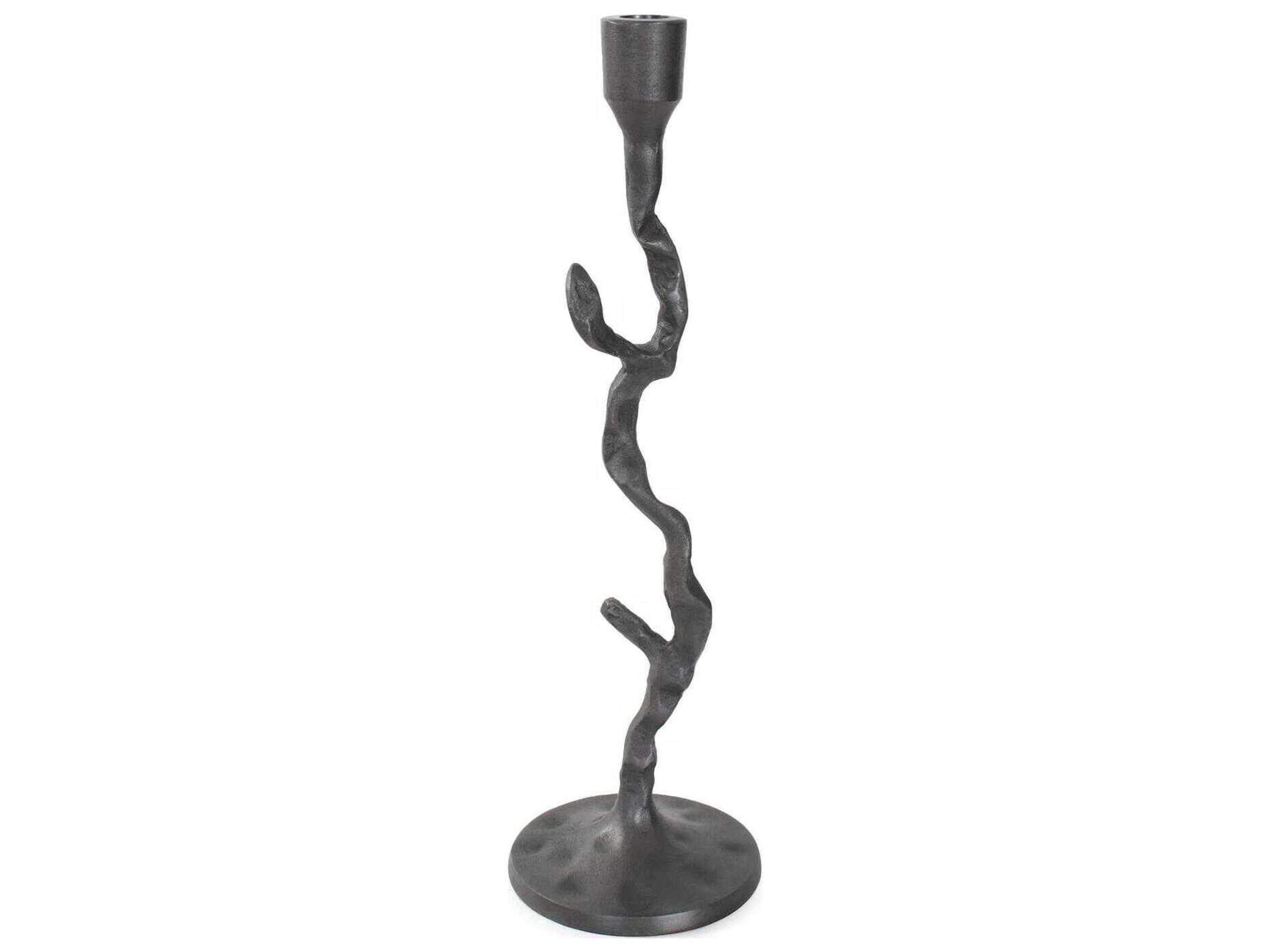 Howard Elliott Matte Black Crooked Branch Candlestick