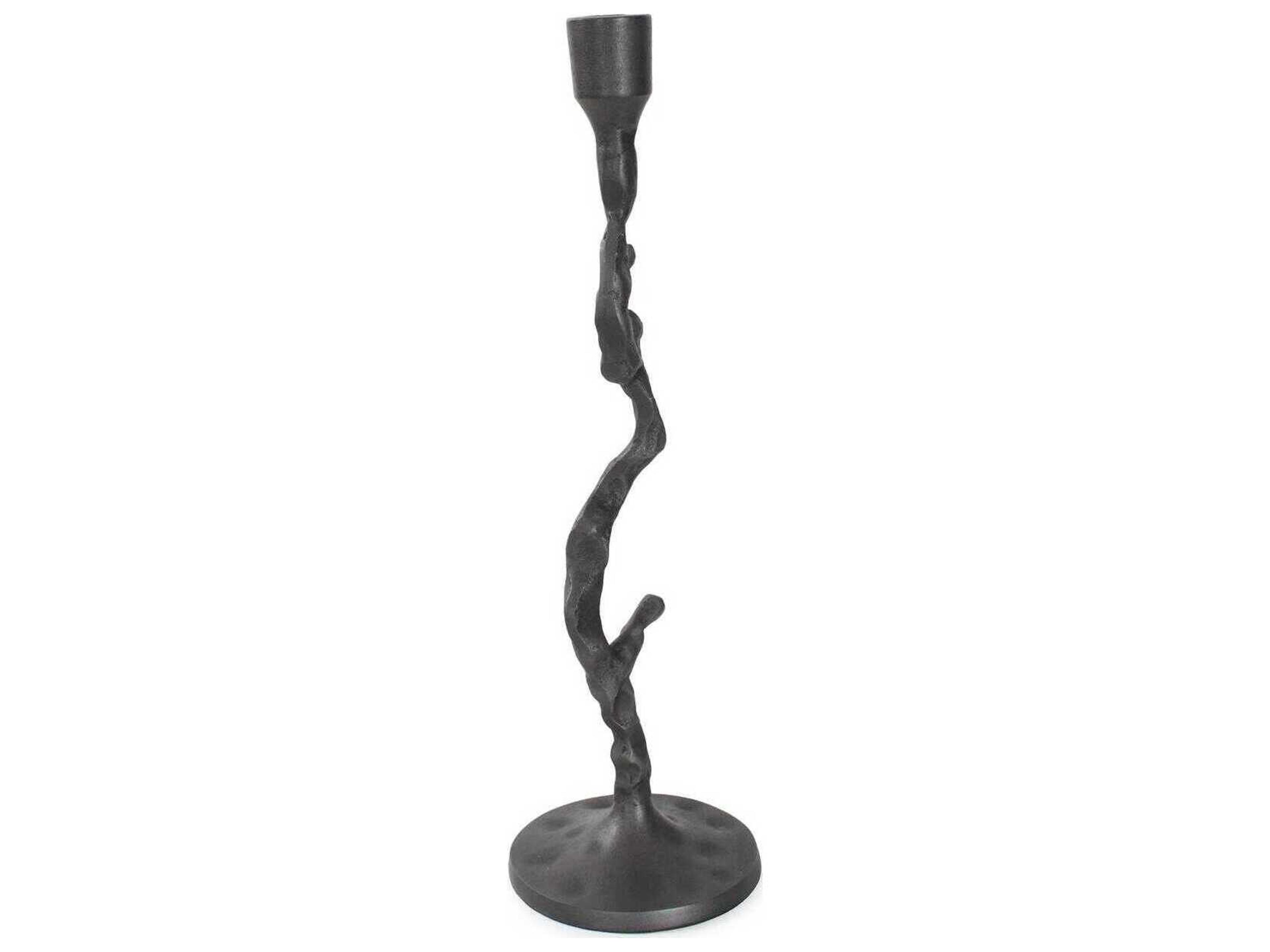 Howard Elliott Matte Black Crooked Branch Candlestick