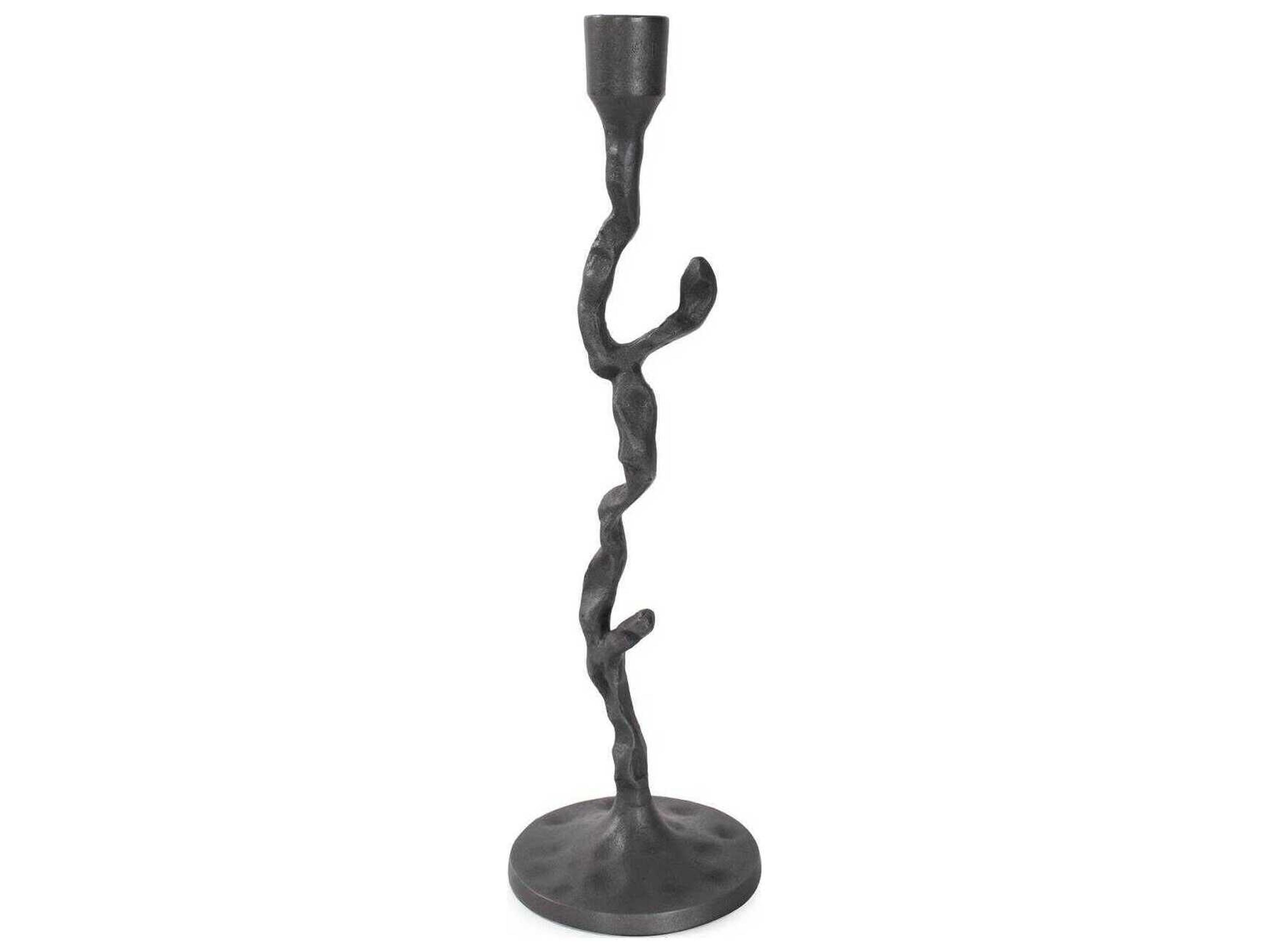 Howard Elliott Matte Black Crooked Branch Candlestick