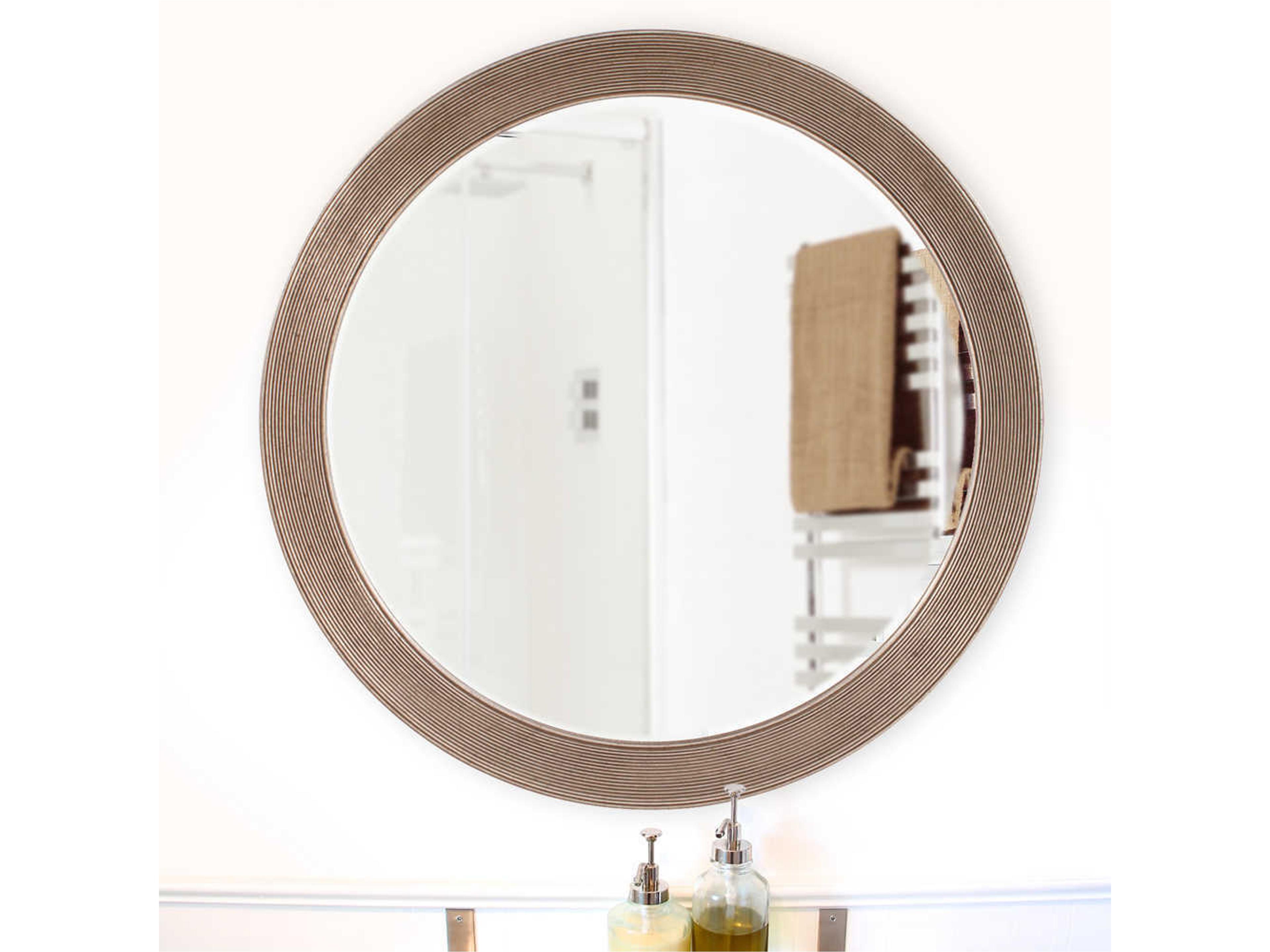 Howard Elliott Virginia Antique Silver Leaf Round Wall Mirror