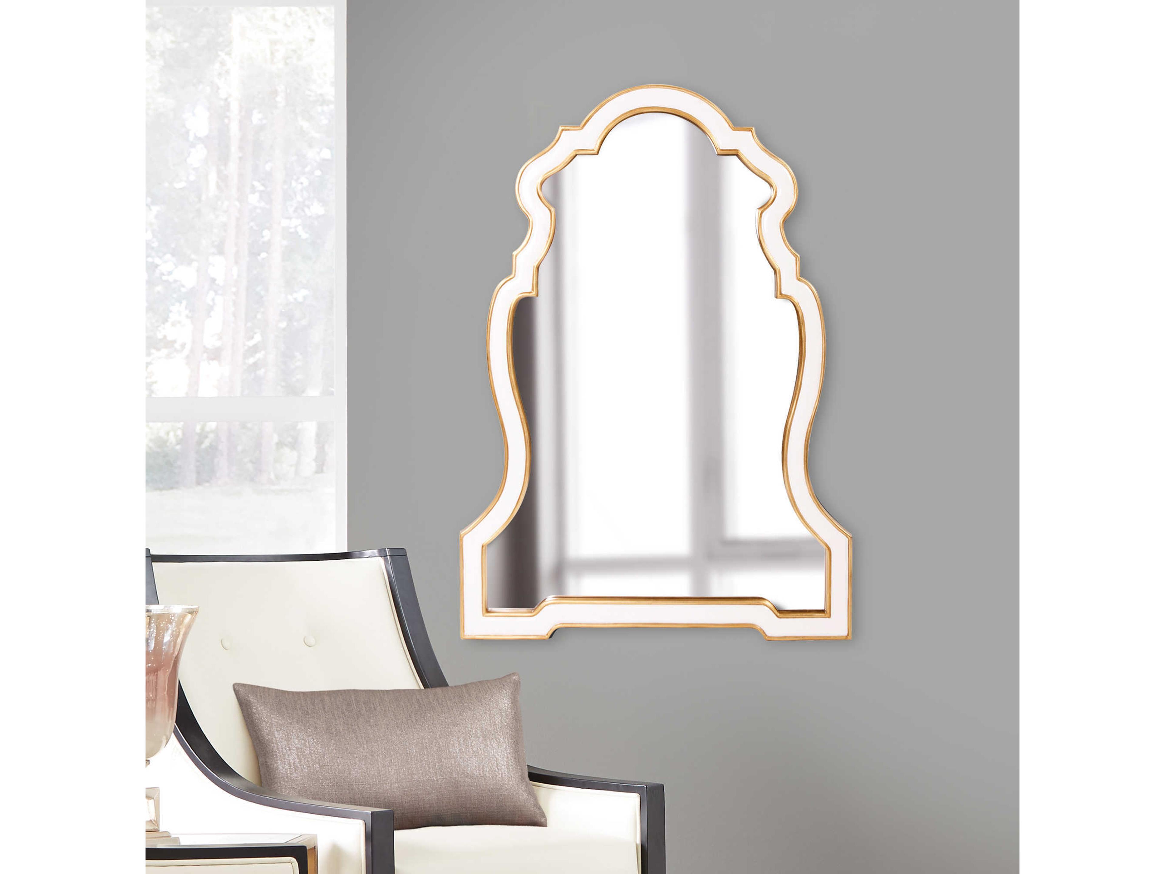 Howard Elliott Cleopatra Gold Leaf / White Wall Mirror