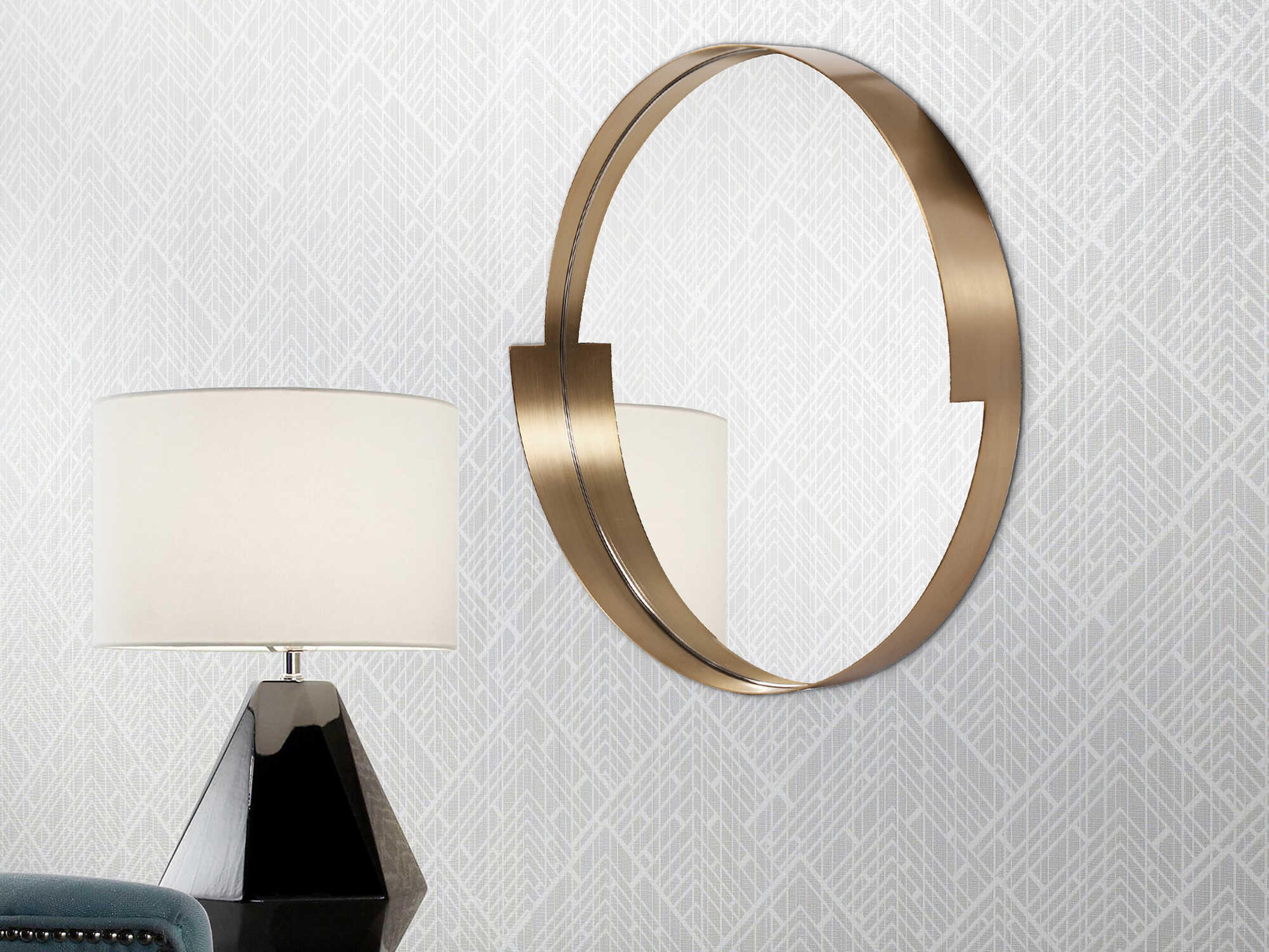 Howard Elliott Intrepid Brass Round Wall Mirror