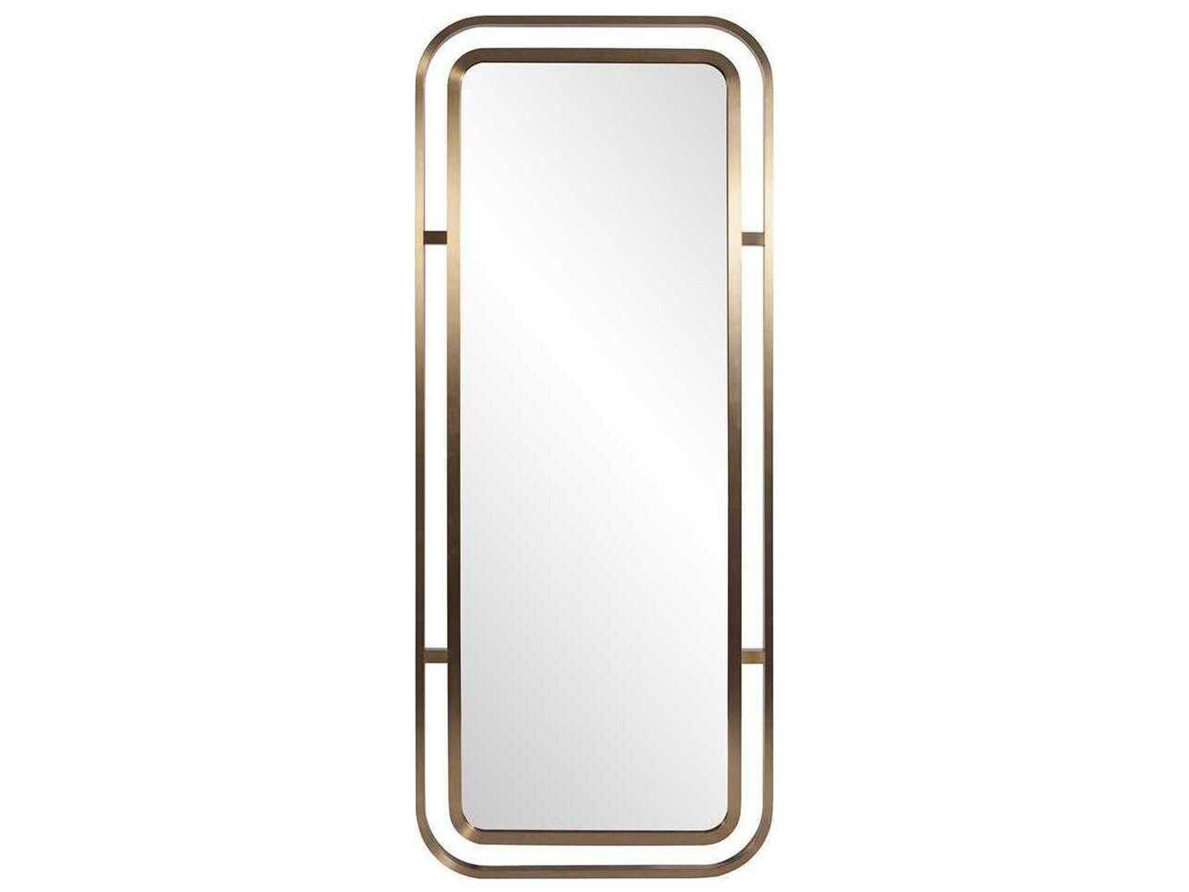 Howard Elliott Dearborn Brass Rectangular Wall Mirror