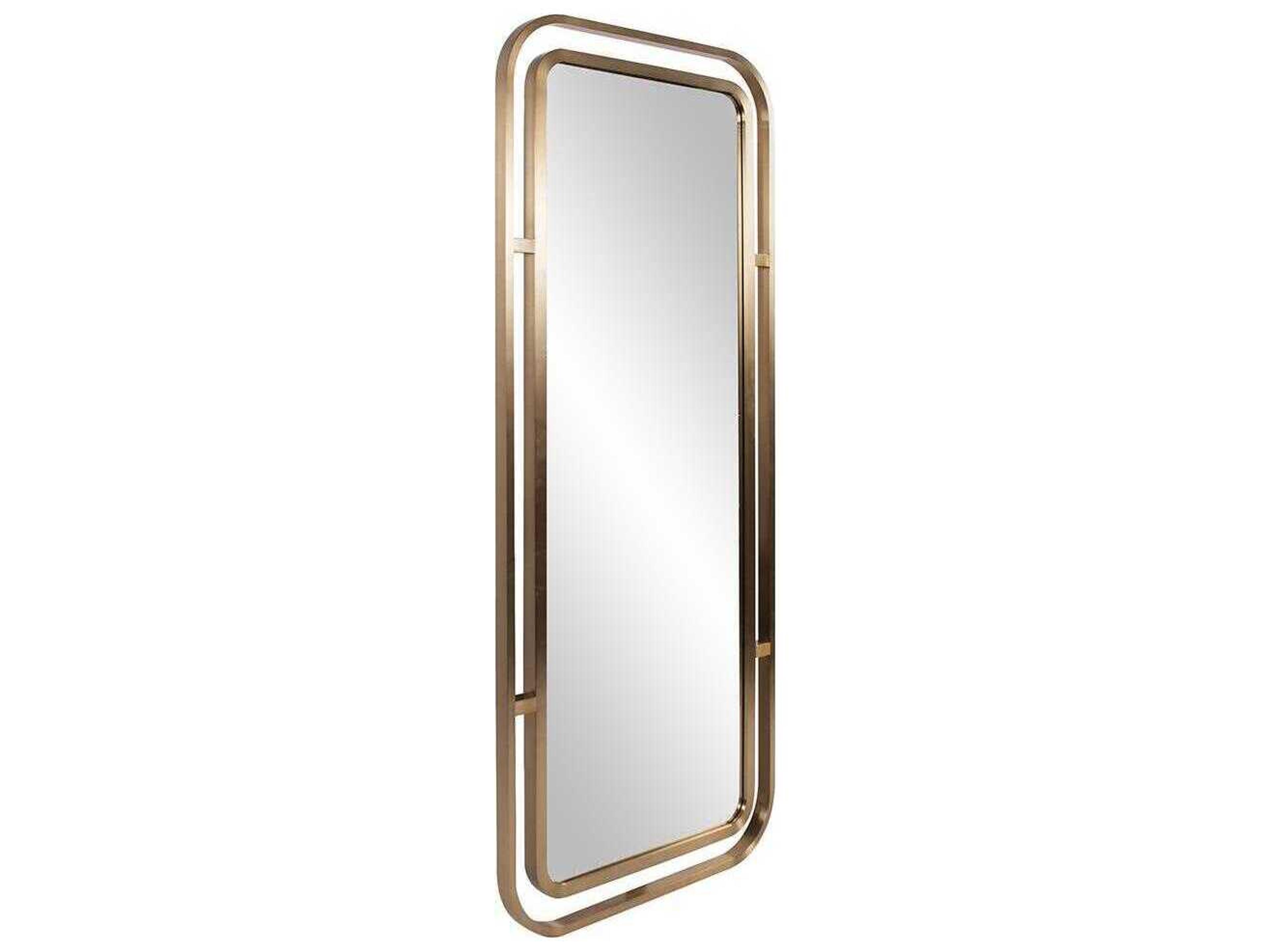 Howard Elliott Dearborn Brass Rectangular Wall Mirror