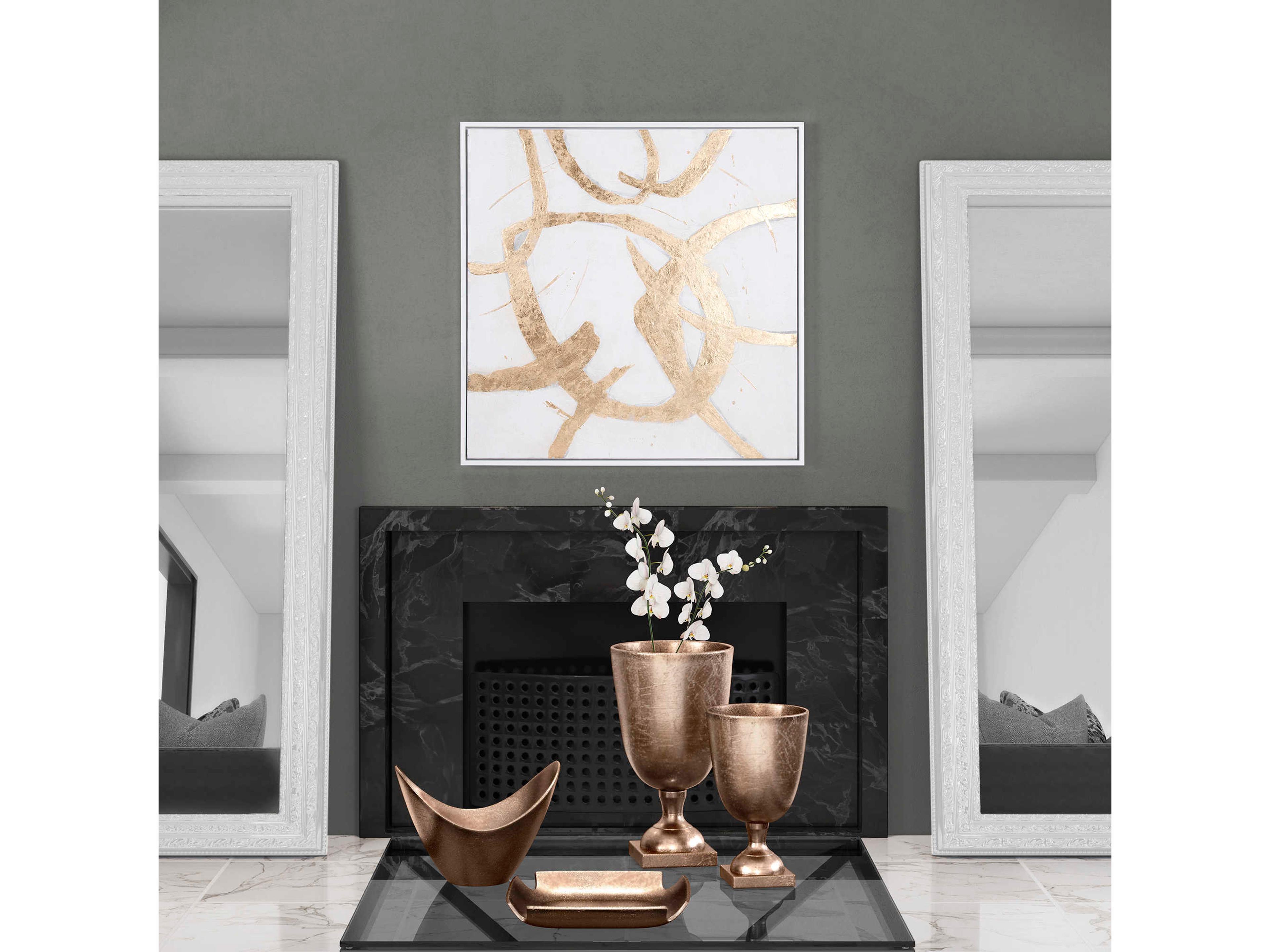 Howard Elliott Ballare White Hand Painted Canvas Wall Art