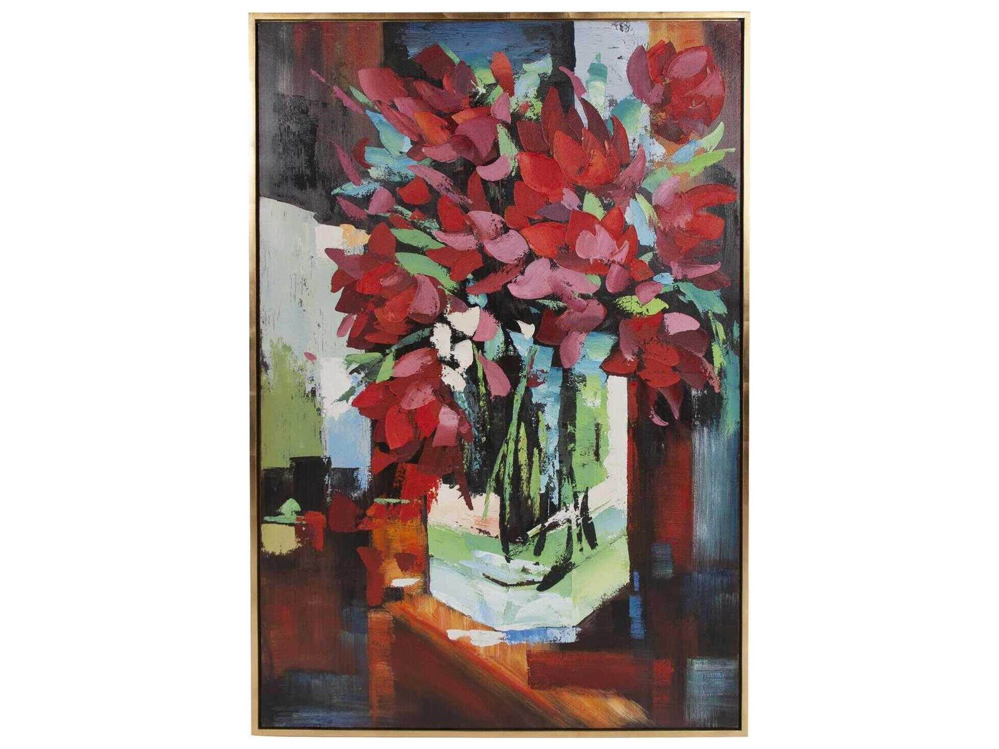 Red Tulips In Vase Hand Painted Original Art