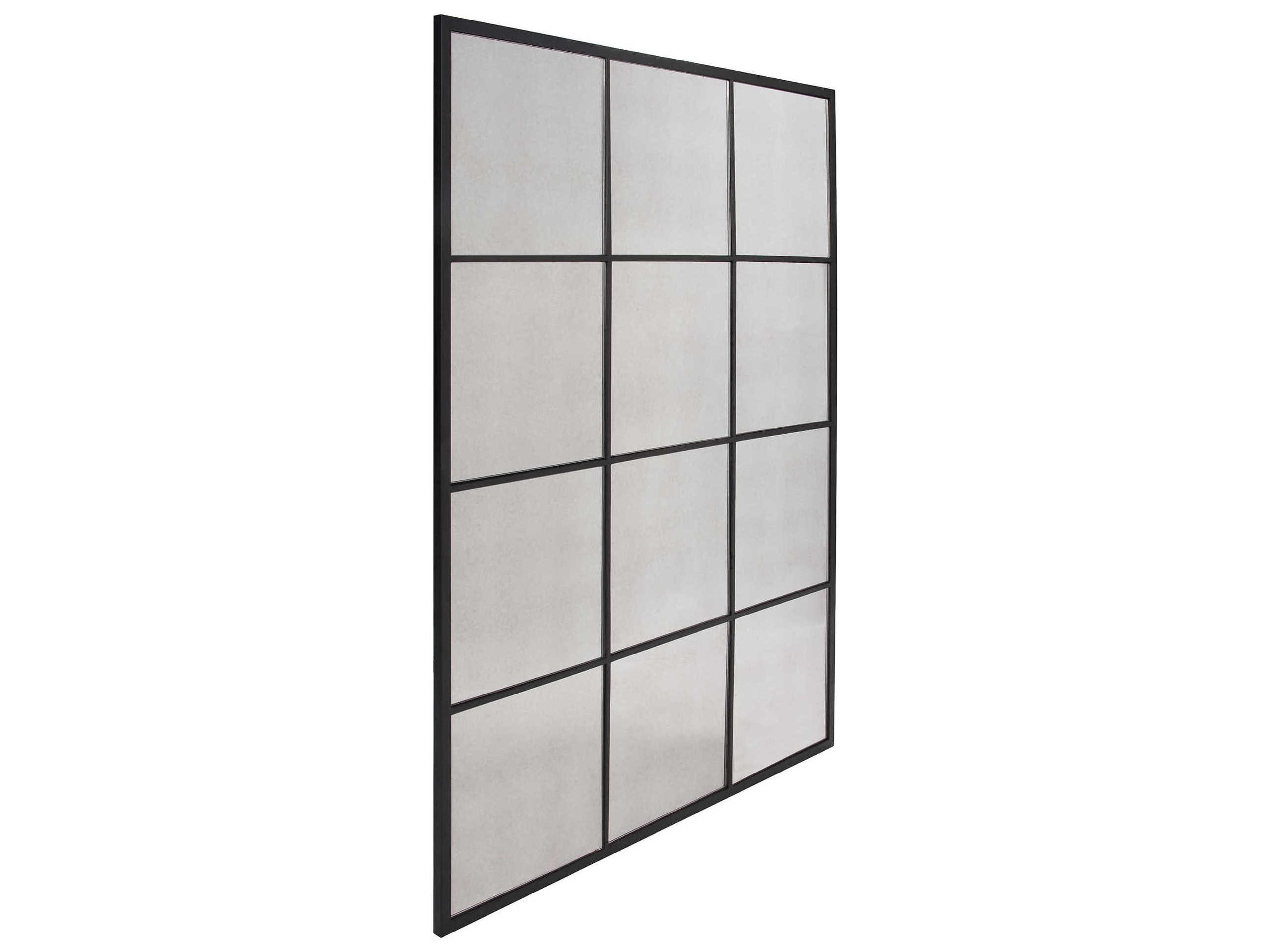 Howard Elliott Racine Powdercoated Black Rectangular Wall Mirror